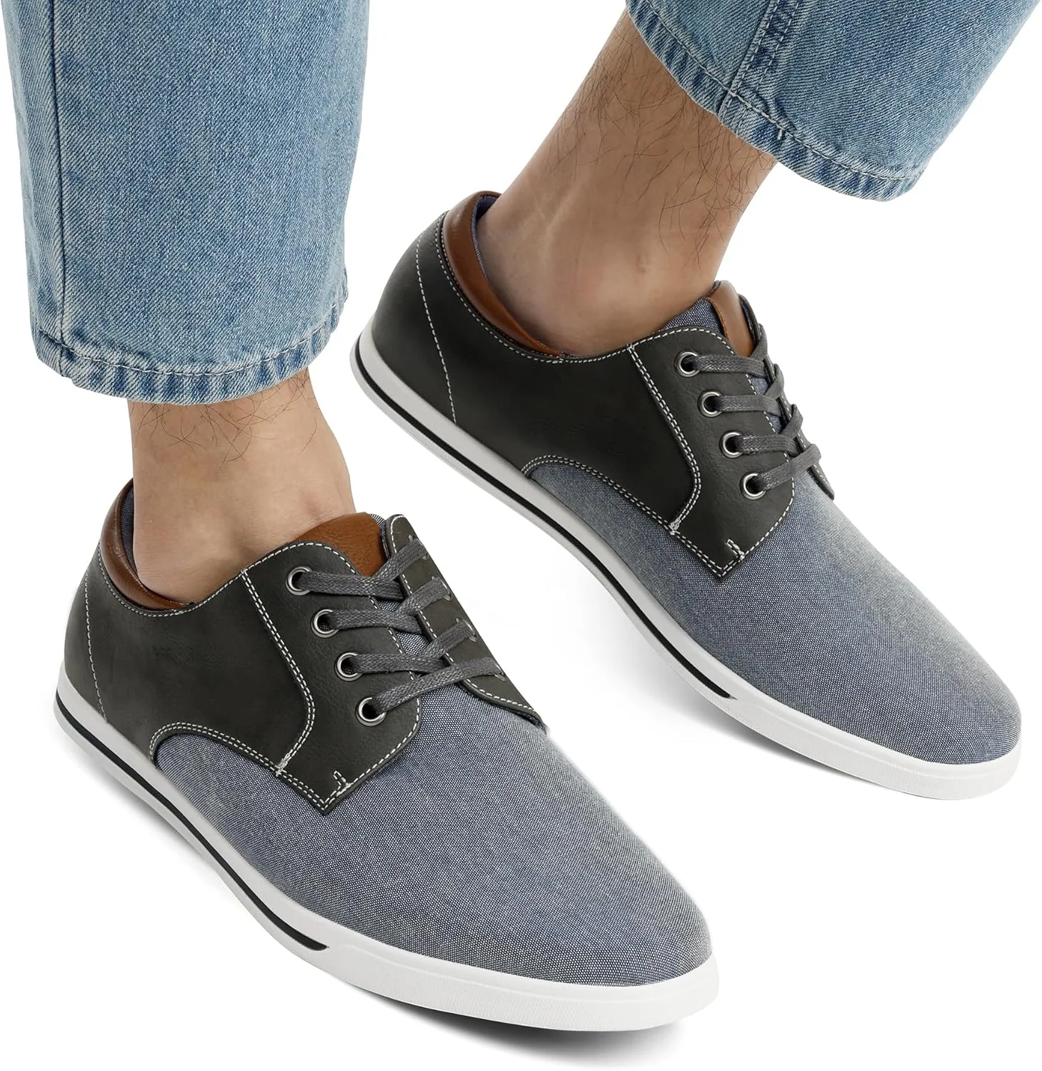 کفش های آکسفورد کتانی مردانه برونو مارک مدل ریورا، خاکستری، سایز 11 کفش های آکسفورد کتانی مردانه برونو مارک مدل ریورا، خاکستری، سایز 11