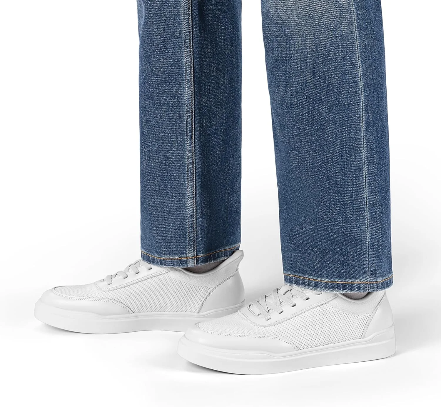 کفش مردانه برونو مارک، کفش روزمره بدون بند، کفش کتانی فشن، کفش پیاده روی توری بریز، راحت، سبک و ضد لغزش، سفید، سایز 42