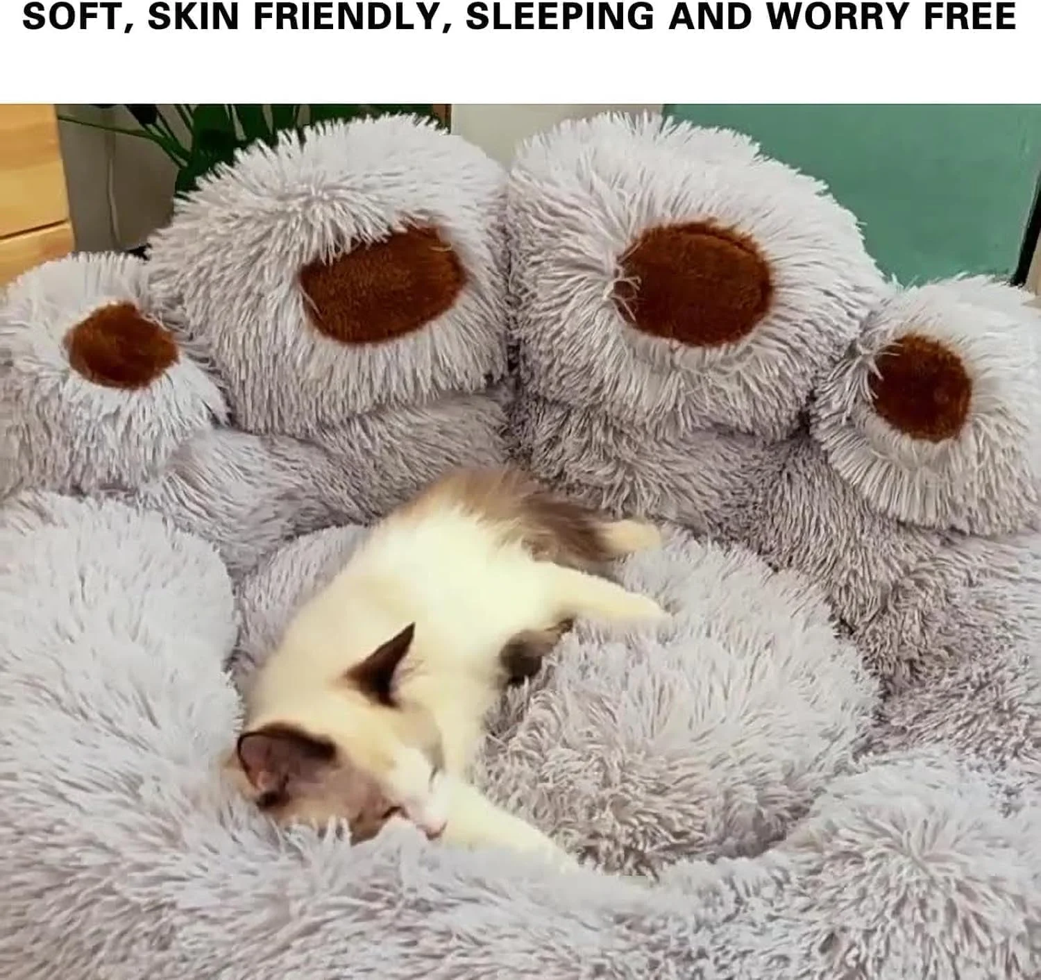 تخت خواب سگ پنجه آرامش بخش بزرگ RR-INTL 90 سانتی متری با پنجه های ایستاده، مبل حیوانات خانگی گربه، تخت خواب دنج حیوانات خانگی به شکل پنجه خرس ناز (خاکستری) تخت خواب سگ پنجه آرامش بخش بزرگ RR-INTL 90 سانتی متری با پنجه های ایستاده، مبل حیوانات خانگی گربه، تخت خواب دنج حیوانات خانگی به شکل پنجه خرس ناز (خاکستری)