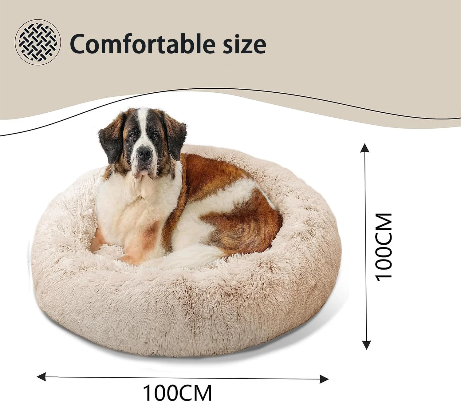 تخت خواب آرامش بخش سگ و گربه ROHKAO، تخت خواب گرد و نرم و گرم ضد اضطراب، تخت خواب مخمل خواب دار مصنوعی برای سگ ها و گربه های کوچک، متوسط و بزرگ (بژ، بزرگ 100x100 سانتی متر) تخت خواب آرامش بخش سگ و گربه ROHKAO، تخت خواب گرد و نرم و گرم ضد اضطراب، تخت خواب مخمل خواب دار مصنوعی برای سگ ها و گربه های کوچک، متوسط و بزرگ (بژ، بزرگ 100x100 سانتی متر)