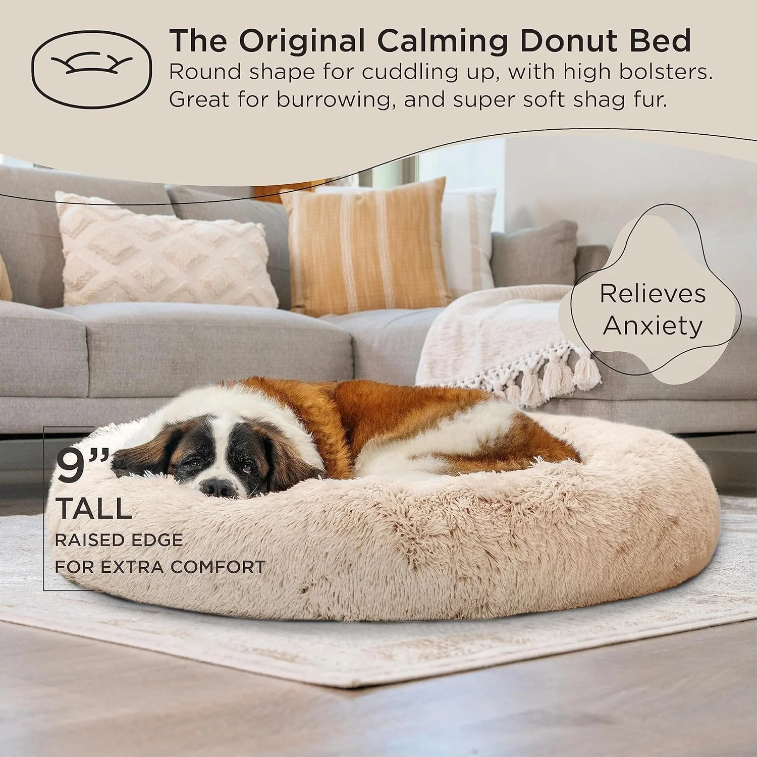 تخت خواب آرامش بخش سگ و گربه ROHKAO، تخت خواب گرد و نرم و گرم ضد اضطراب، تخت خواب مخمل خواب دار مصنوعی برای سگ ها و گربه های کوچک، متوسط و بزرگ (بژ، بزرگ 100x100 سانتی متر) تخت خواب آرامش بخش سگ و گربه ROHKAO، تخت خواب گرد و نرم و گرم ضد اضطراب، تخت خواب مخمل خواب دار مصنوعی برای سگ ها و گربه های کوچک، متوسط و بزرگ (بژ، بزرگ 100x100 سانتی متر)