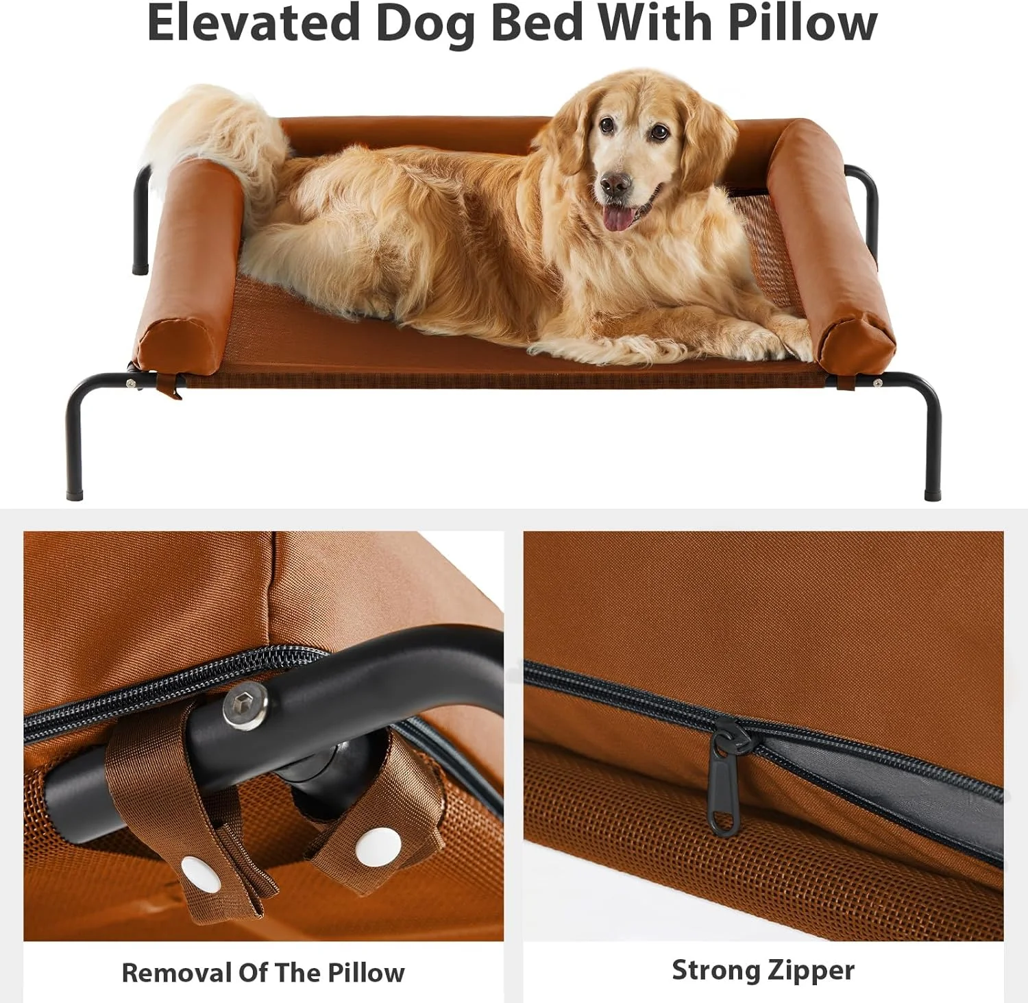 تخت خواب خنک کننده بزرگ سگ RRPETHOME، تختخواب های مرتفع سگ برای سگ های بزرگ، تخت خواب مرتفع سگ در فضای باز، تختخواب قابل حمل مقاوم در برابر جویدن با پایه های ضد لغزش و توری تنفسی