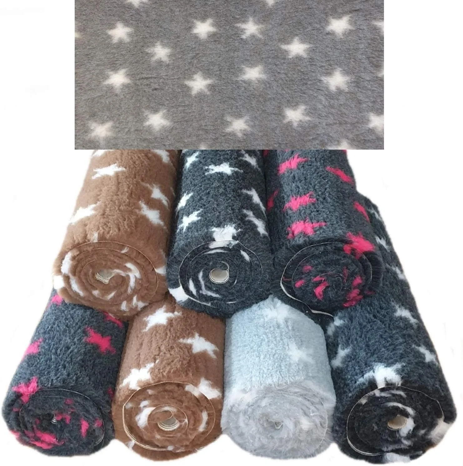 تخت سگ ضد لغزش - طرح ستاره - پشم گوسفند ویلپینگ - رول یا تکه های تخت دامپزشکی پشتی لاستیکی طرح ستاره - انتخاب سایز و رنگ (3 متر در 75 سانتی متر، خاکستری با ستاره های سفید) تخت سگ ضد لغزش - طرح ستاره - پشم گوسفند ویلپینگ - رول یا تکه های تخت دامپزشکی پشتی لاستیکی طرح ستاره - انتخاب سایز و رنگ (3 متر در 75 سانتی متر، خاکستری با ستاره های سفید)