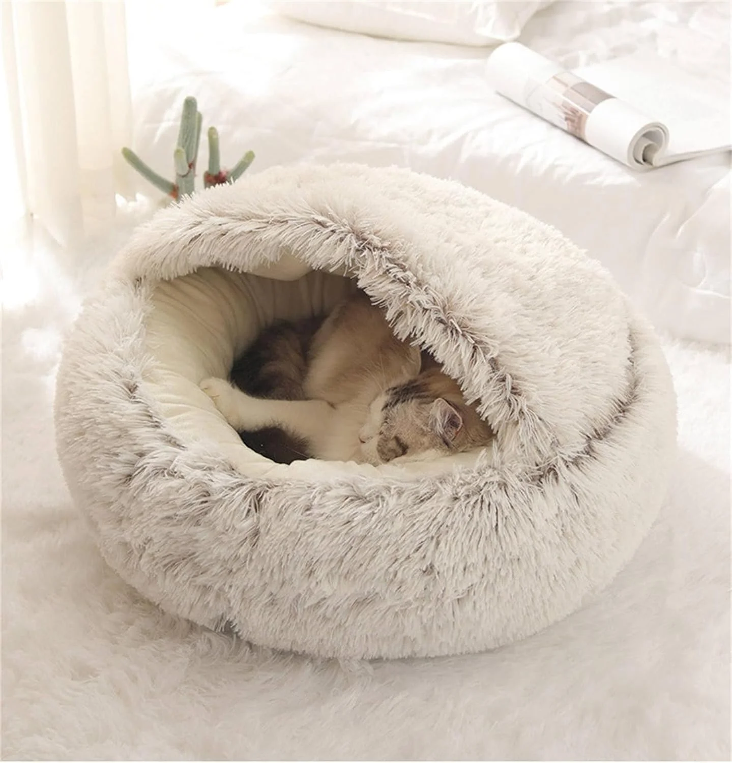 تخت خواب حیوانات خانگی کیان داریا مدل Cozy Cocoon، تخت خواب زمستانی نرم و راحت (رنگ: قهوه ای، سایز: 40 سانتی متر) تخت خواب حیوانات خانگی کیان داریا مدل Cozy Cocoon، تخت خواب زمستانی نرم و راحت (رنگ: قهوه ای، سایز: 40 سانتی متر)