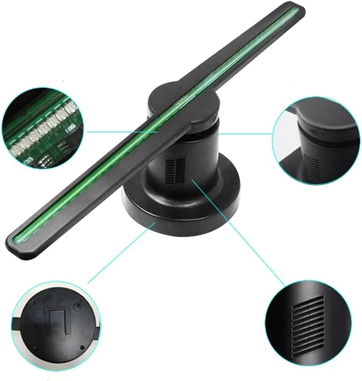 پروژکتور فن هولوگرافیک سه بعدی، دستگاه تبلیغاتی هولوگرافیک، دستگاه فن هولوگرافیک 42 سانتی متری، دستگاه نمایش هوایی سه بعدی، فن معلق هولوگرافیک تبلیغاتی با چشم غیر مسلح برای مغازه های کوچک، رستوران ها