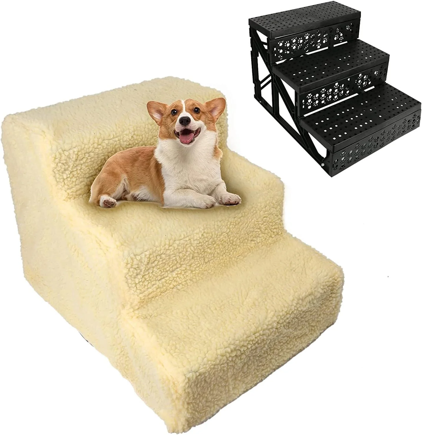 پله سگ Nyganmelloz، پله حیوانات خانگی 3 پله ضد لغزش، نردبان گربه با روکش مخملی جداشدنی برای تخت بلند، مبل، صندلی، ماشین، مناسب برای استفاده در داخل خانه، بچه گربه، توله سگ، تحمل وزن تا 32 کیلوگرم (بژ) پله سگ Nyganmelloz، پله حیوانات خانگی 3 پله ضد لغزش، نردبان گربه با روکش مخملی جداشدنی برای تخت بلند، مبل، صندلی، ماشین، مناسب برای استفاده در داخل خانه، بچه گربه، توله سگ، تحمل وزن تا 32 کیلوگرم (بژ)