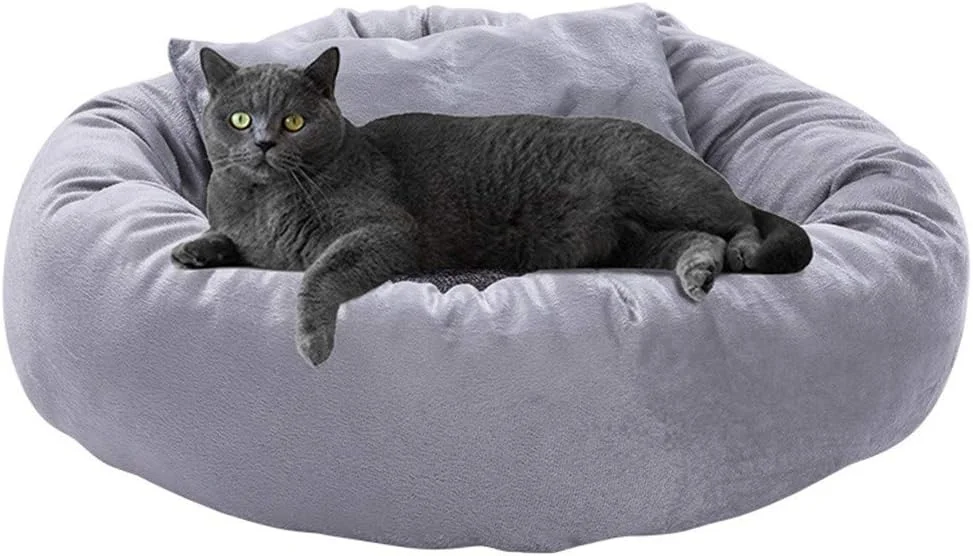 نیاویوفنگ کیسه خواب گرد زمستانی گرم سگ و گربه، تخت خواب نرم و لطیف برای حیوانات خانگی، تخت آرامش بخش
