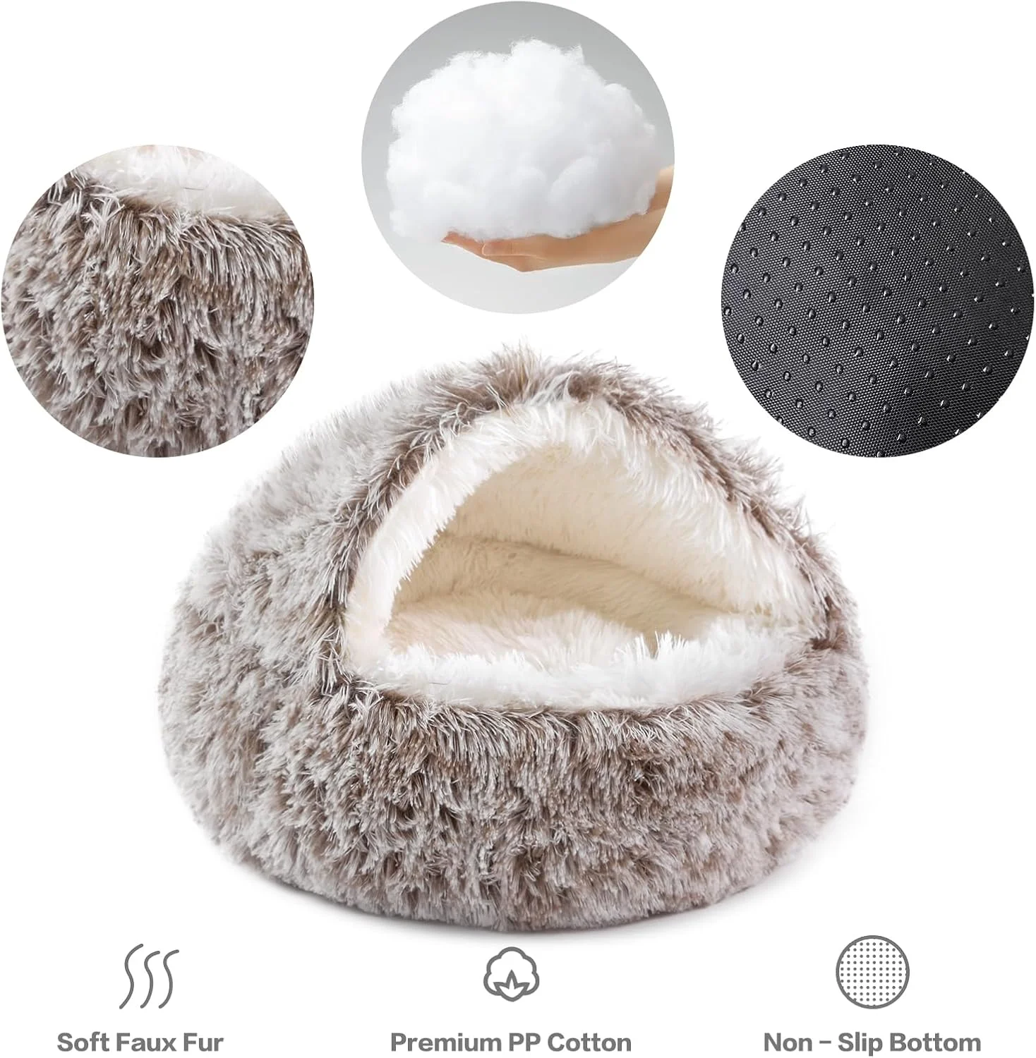 تخت خواب گرد سگ NOYAL با طراحی غاری و پشمی، ضد استرس، مناسب سگ و گربه کوچک و متوسط، قهوه ای طیفی تخت خواب گرد سگ NOYAL با طراحی غاری و پشمی، ضد استرس، مناسب سگ و گربه کوچک و متوسط، قهوه ای طیفی