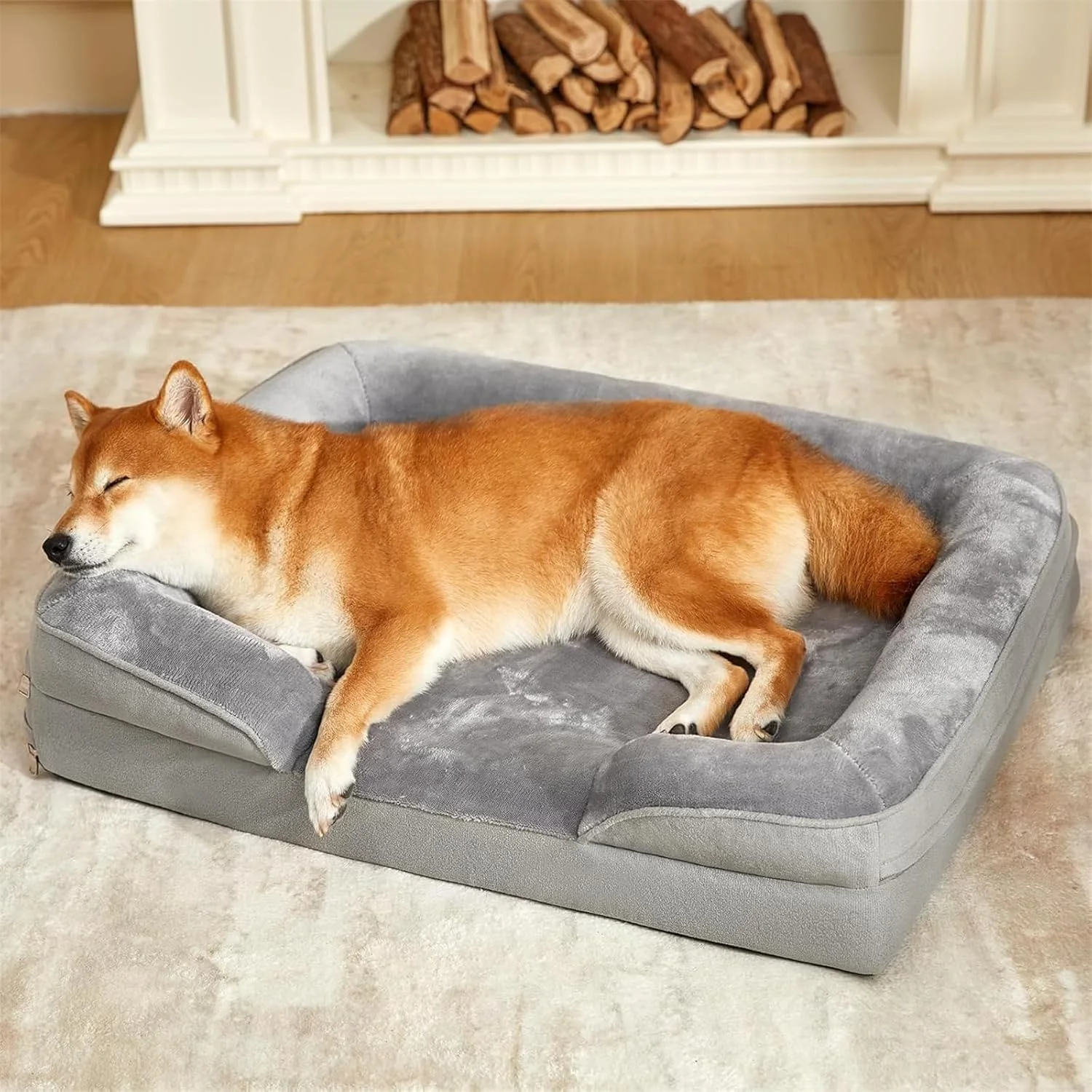 تخت خواب سگ ارتوپدی ضد آب MOTIM، مبل فوم ساپورت کننده، روکش قابل جابجایی و شستشو، تخت حیوانات خانگی با زیره ضد لغزش برای سگ ها در همه اندازه ها (خاکستری، M) تخت خواب سگ ارتوپدی ضد آب MOTIM، مبل فوم ساپورت کننده، روکش قابل جابجایی و شستشو، تخت حیوانات خانگی با زیره ضد لغزش برای سگ ها در همه اندازه ها (خاکستری، M)