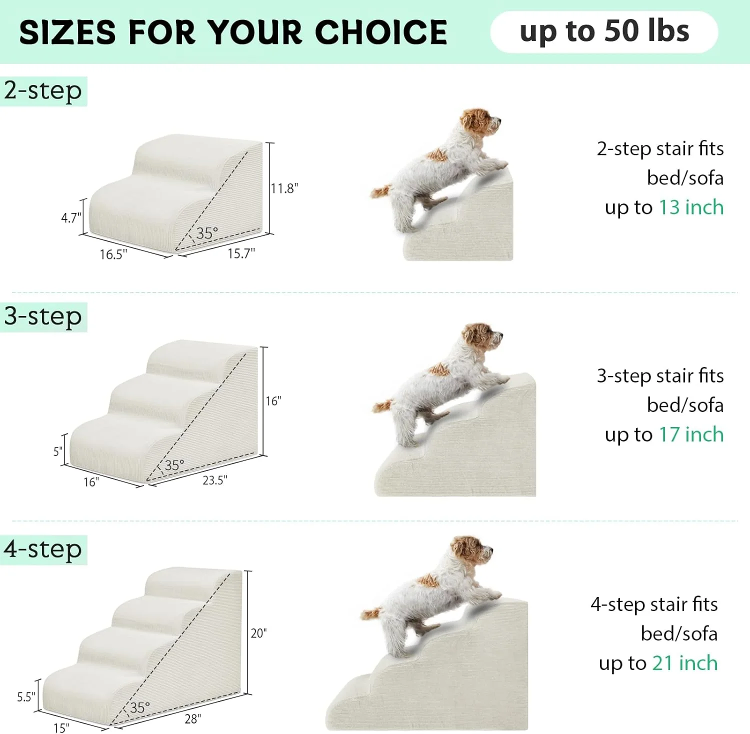 پله و رمپ سگ Mesa Lemon برای تختخواب های بلند، 2 پله فوم متراکم ضد آب، رمپ سگ برای سگ ها و گربه های کوچک، پله حیوانات خانگی با روکش قابل شستشو برای تخت، مبل، کاناپه و ماشین، بژ (ارتفاع: 30 سانتی متر) پله و رمپ سگ Mesa Lemon برای تختخواب های بلند، 2 پله فوم متراکم ضد آب، رمپ سگ برای سگ ها و گربه های کوچک، پله حیوانات خانگی با روکش قابل شستشو برای تخت، مبل، کاناپه و ماشین، بژ (ارتفاع: 30 سانتی متر)