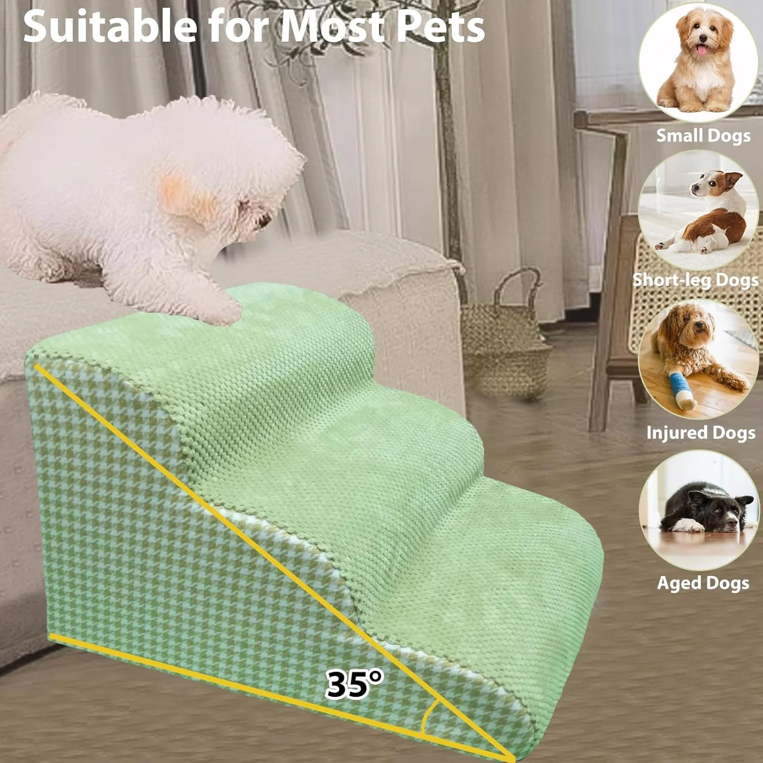 پله سگ کوپمث برای تخت و مبل، پله سگ 3 طبقه، محکم و پایدار، اسفنج با چگالی بالا و پشتیبانی قوی، محافظت از مفاصل حیوانات خانگی، طراحی زیره ضد لغزش، ارتفاع 36 سانتی متر پله سگ کوپمث برای تخت و مبل، پله سگ 3 طبقه، محکم و پایدار، اسفنج با چگالی بالا و پشتیبانی قوی، محافظت از مفاصل حیوانات خانگی، طراحی زیره ضد لغزش، ارتفاع 36 سانتی متر