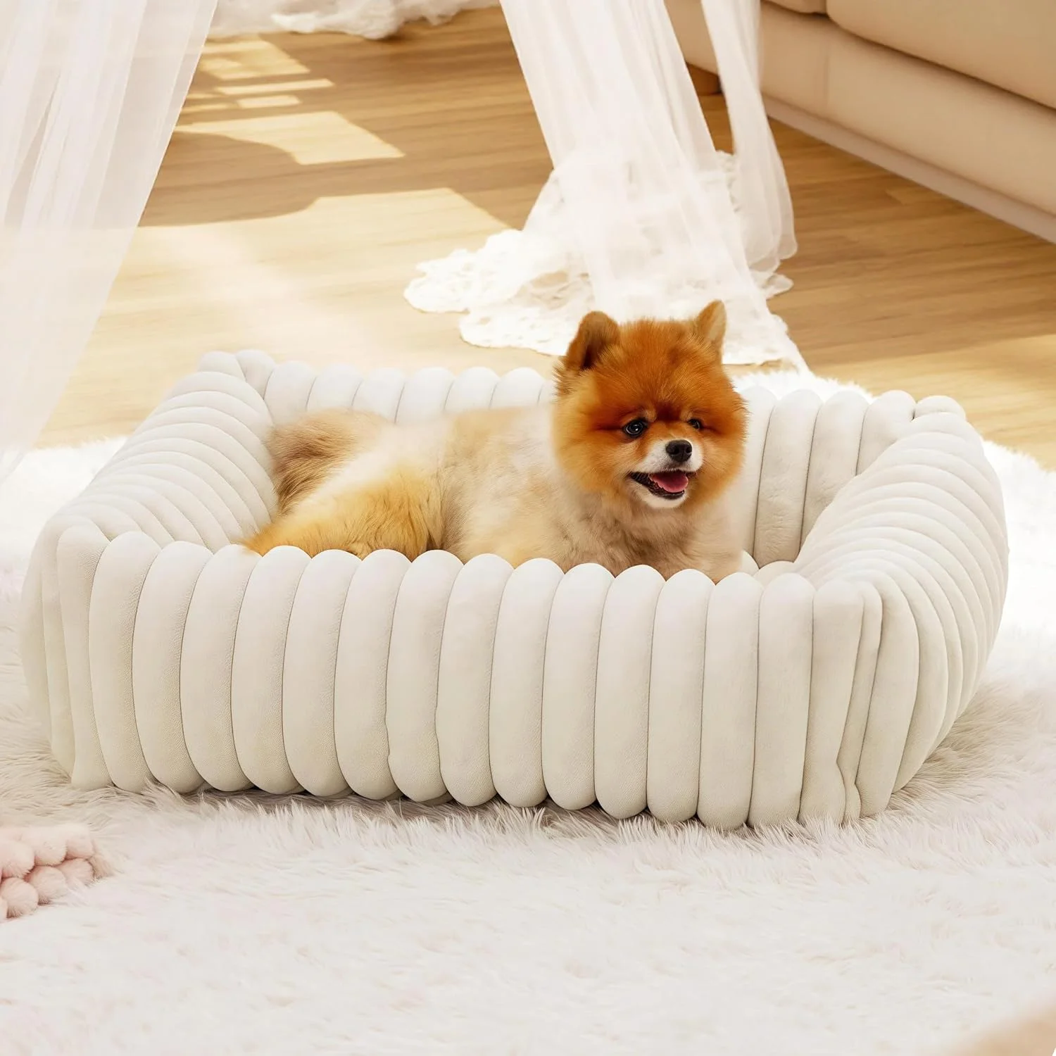 تخت خواب سگ LEDIN، مناسب سگ های کوچک و متوسط - تخت خواب توله سگ پشمی قابل شستشو، تخت خواب حیوانات خانگی مستطیلی ارتوپدی با روکش زیپ دار قابل جابجایی، 92x69x20 سانتی متر، کرم تخت خواب سگ LEDIN، مناسب سگ های کوچک و متوسط - تخت خواب توله سگ پشمی قابل شستشو، تخت خواب حیوانات خانگی مستطیلی ارتوپدی با روکش زیپ دار قابل جابجایی، 92x69x20 سانتی متر، کرم
