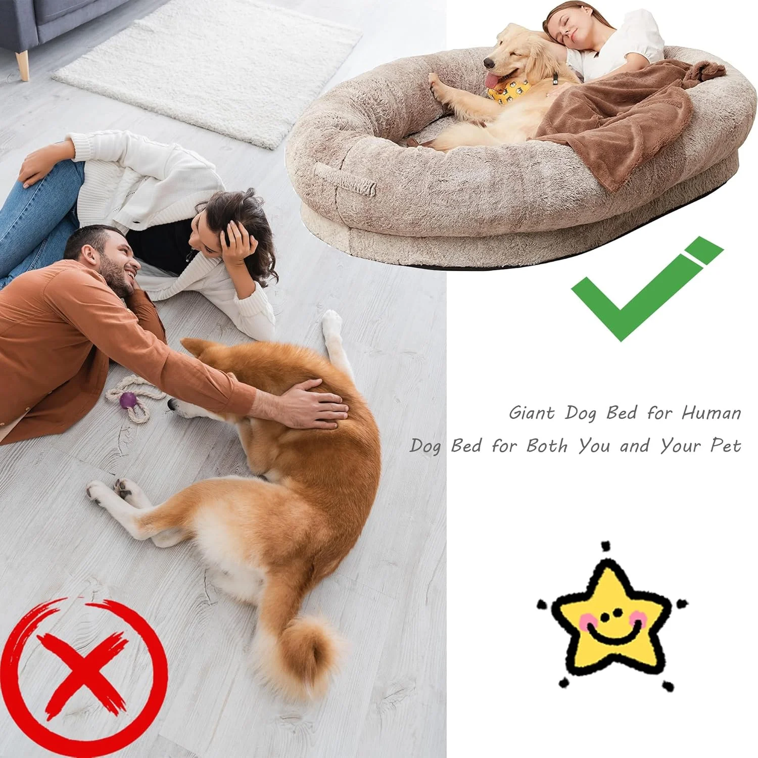 تخت سگ سایز انسانی بزرگ KNITTERS، بین بگ غول پیکر ضد آب و قابل شستشو، راحتی نهایی خز مصنوعی کرکی (خاکستری، 100x70x30 سانتی متر) تخت سگ سایز انسانی بزرگ KNITTERS، بین بگ غول پیکر ضد آب و قابل شستشو، راحتی نهایی خز مصنوعی کرکی (خاکستری، 100x70x30 سانتی متر)