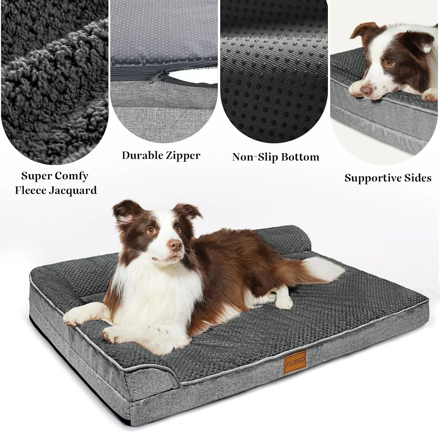 تخت سگ ارتوپدی ژاکارد XL برای سگ های بزرگ 107x71 سانتی متر، تختخواب مبل سگ بزرگ L شکل ضد آب با روکش قابل جابجایی و شستشو، تشک خواب مبل حیوانات خانگی نرم و گرم ضد لغزش، خاکستری تخت سگ ارتوپدی ژاکارد XL برای سگ های بزرگ 107x71 سانتی متر، تختخواب مبل سگ بزرگ L شکل ضد آب با روکش قابل جابجایی و شستشو، تشک خواب مبل حیوانات خانگی نرم و گرم ضد لغزش، خاکستری