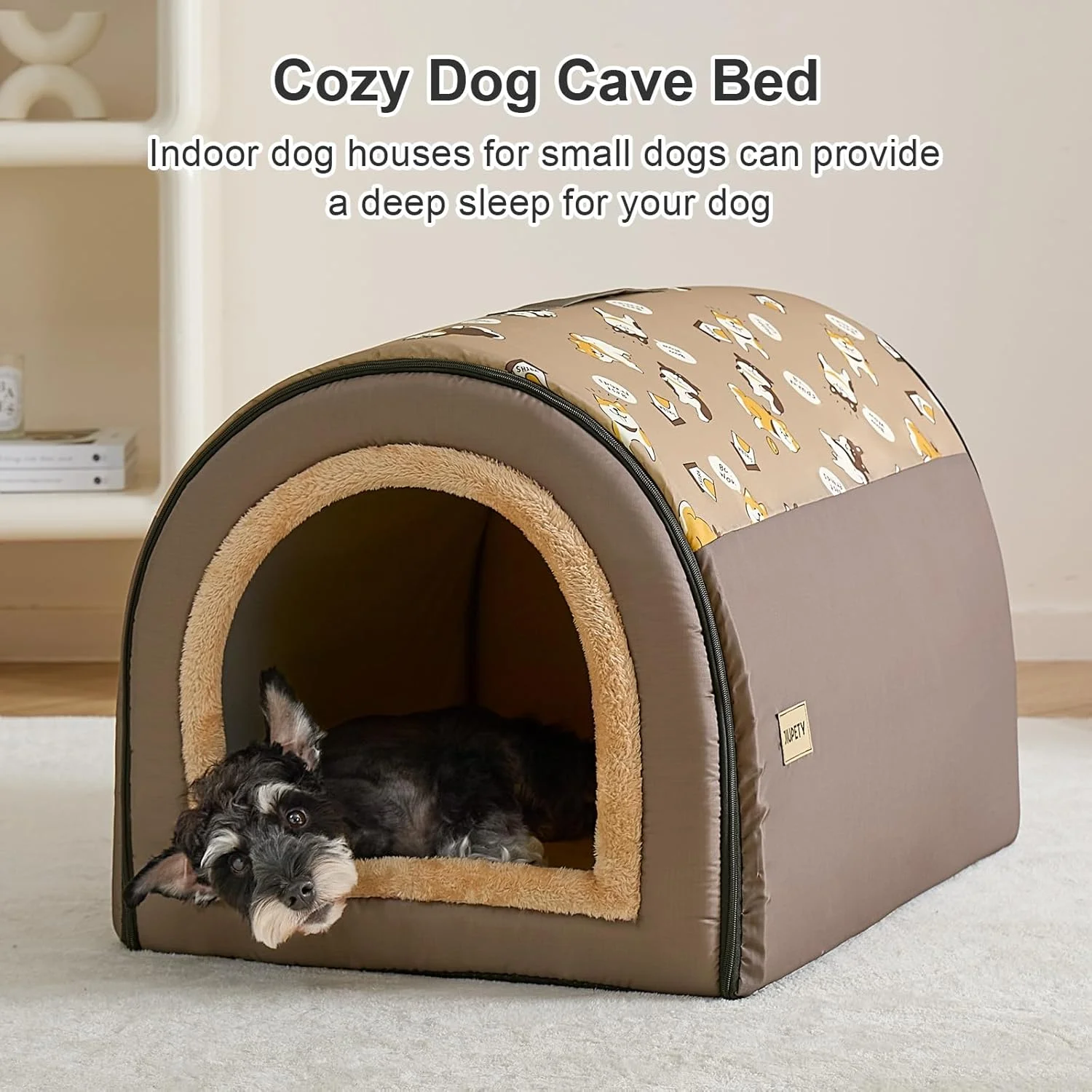 خانه سگ سرپوشیده Jiupety، تخت خواب تاشو قابل حمل 2 در 1 با روکش، چادر حیوانات خانگی و تخت غاری برای سگ های متوسط، XL (29"×21"×20")، تا 20 کیلوگرم، قهوه ای خانه سگ سرپوشیده Jiupety، تخت خواب تاشو قابل حمل 2 در 1 با روکش، چادر حیوانات خانگی و تخت غاری برای سگ های متوسط، XL (29"×21"×20")، تا 20 کیلوگرم، قهوه ای