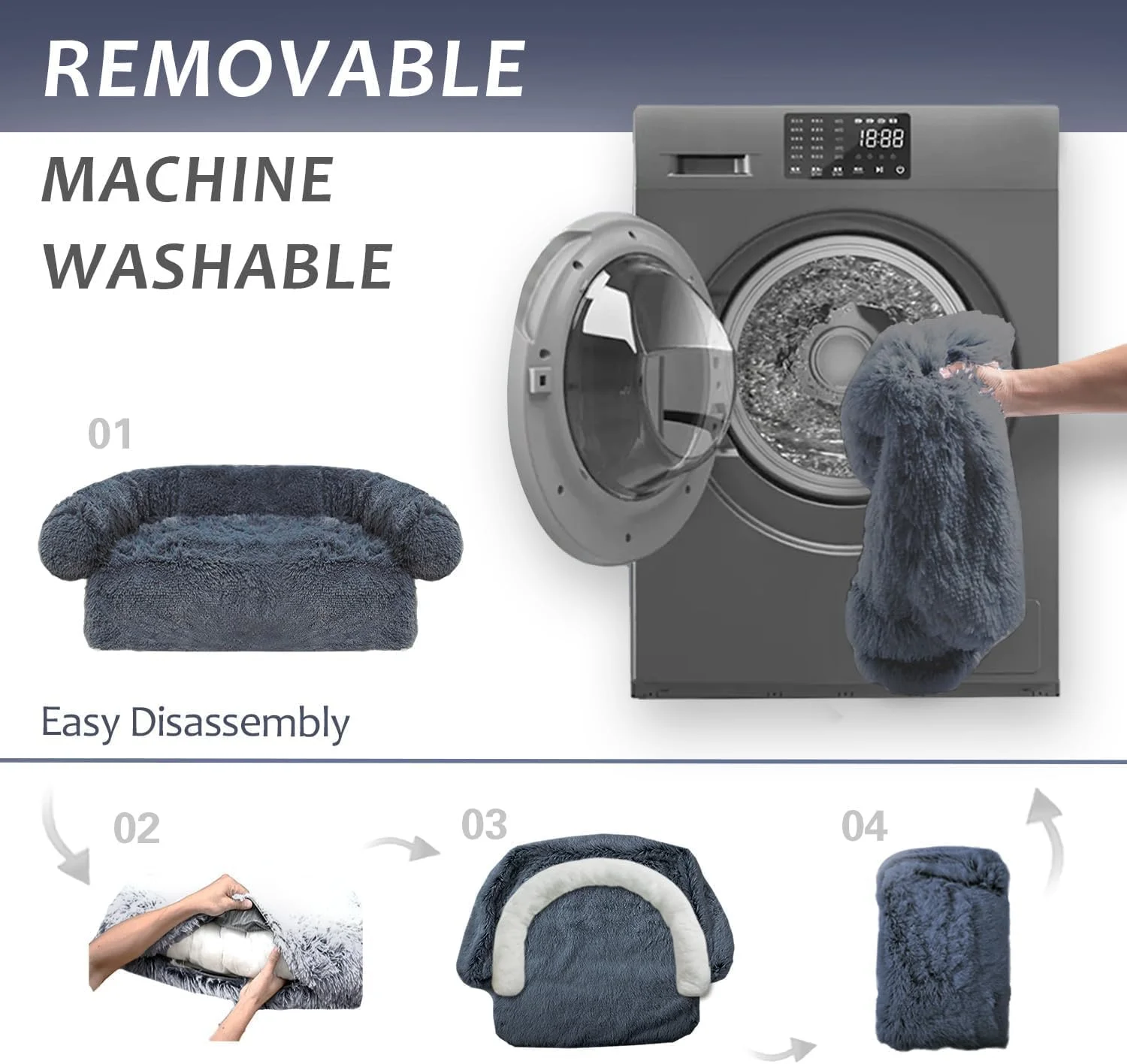 تشک آرامش بخش حیوانات خانگی، روکش مبل قابل شستشو و جداشدنی، تشک خز بلند برای حیوانات خانگی، لایه ضد آب، مناسب برای سگ ها و گربه های کوچک، متوسط و بزرگ (خاکستری تیره، متوسط) تشک آرامش بخش حیوانات خانگی، روکش مبل قابل شستشو و جداشدنی، تشک خز بلند برای حیوانات خانگی، لایه ضد آب، مناسب برای سگ ها و گربه های کوچک، متوسط و بزرگ (خاکستری تیره، متوسط)