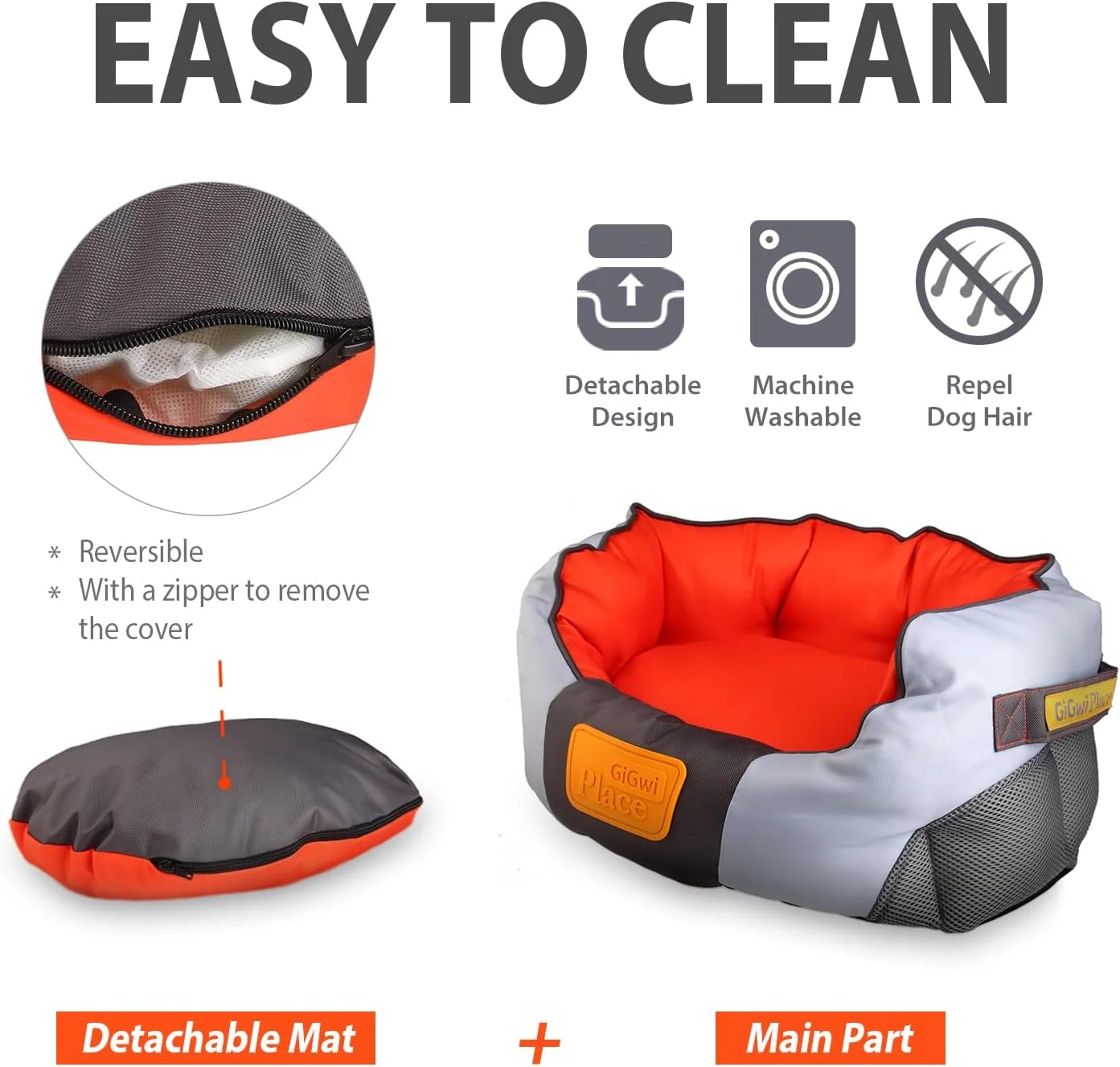 تخت خواب نرم بوم گیگوی پلیس، خاکستری روشن/نارنجی، بزرگ، 8326 تخت خواب نرم بوم گیگوی پلیس، خاکستری روشن/نارنجی، بزرگ، 8326