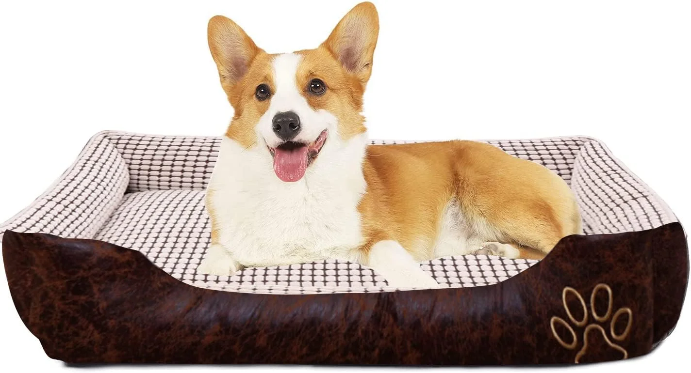 تخت خواب سگ Gluckluz، مبل راحتی، لانه قابل شستشو برای خواب سگ، گربه، توله سگ در فضای باز و داخل خانه (70 x 55 x 22 سانتی متر، قهوه ای، شکل مربع) تخت خواب سگ Gluckluz، مبل راحتی، لانه قابل شستشو برای خواب سگ، گربه، توله سگ در فضای باز و داخل خانه (70 x 55 x 22 سانتی متر، قهوه ای، شکل مربع)