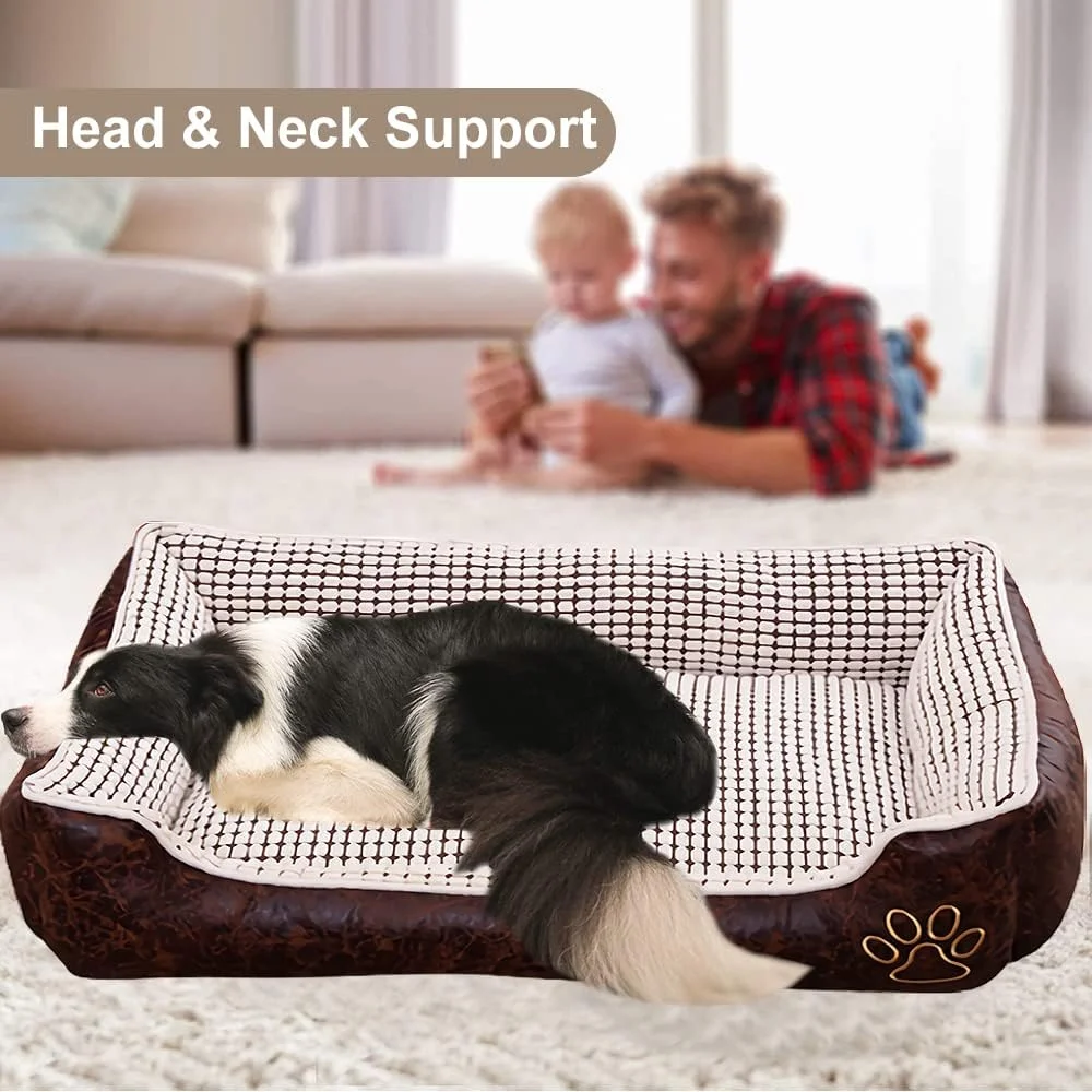 تخت خواب سگ Gluckluz، مبل راحتی، لانه قابل شستشو برای خواب سگ، گربه، توله سگ در فضای باز و داخل خانه (70 x 55 x 22 سانتی متر، قهوه ای، شکل مربع) تخت خواب سگ Gluckluz، مبل راحتی، لانه قابل شستشو برای خواب سگ، گربه، توله سگ در فضای باز و داخل خانه (70 x 55 x 22 سانتی متر، قهوه ای، شکل مربع)