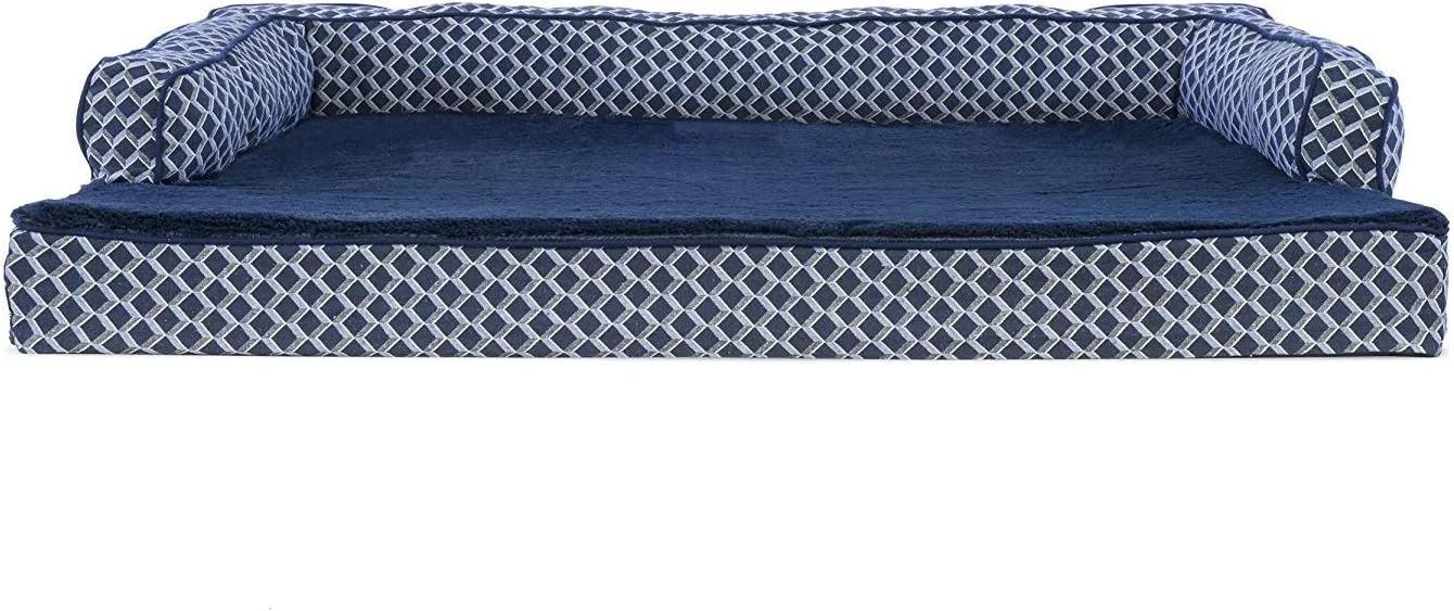 تخت خواب ژله ای خنک کننده سگ Furhaven برای سگ های بزرگ با تکیه گاه های قابل جابجایی و روکش قابل شستشو، برای سگ های تا وزن 43 کیلوگرم - مبل راحتی مخمل خواب دار و بافته شده - آبی الماسی، جامبو/XL تخت خواب ژله ای خنک کننده سگ Furhaven برای سگ های بزرگ با تکیه گاه های قابل جابجایی و روکش قابل شستشو، برای سگ های تا وزن 43 کیلوگرم - مبل راحتی مخمل خواب دار و بافته شده - آبی الماسی، جامبو/XL