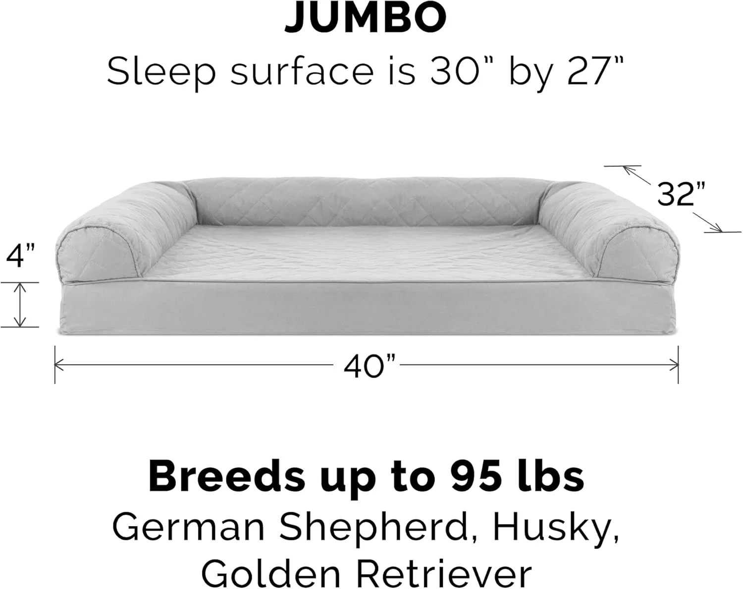 تخت خواب حیوانات خانگی Furhaven برای سگ ها و گربه ها - تخت خواب ارتوپدی جعبه تخم مرغی به سبک مبل، روکش قابل جدا شدن و شستشو با ماشین لباسشویی - خاکستری نقره ای، جامبو (خیلی بزرگ)