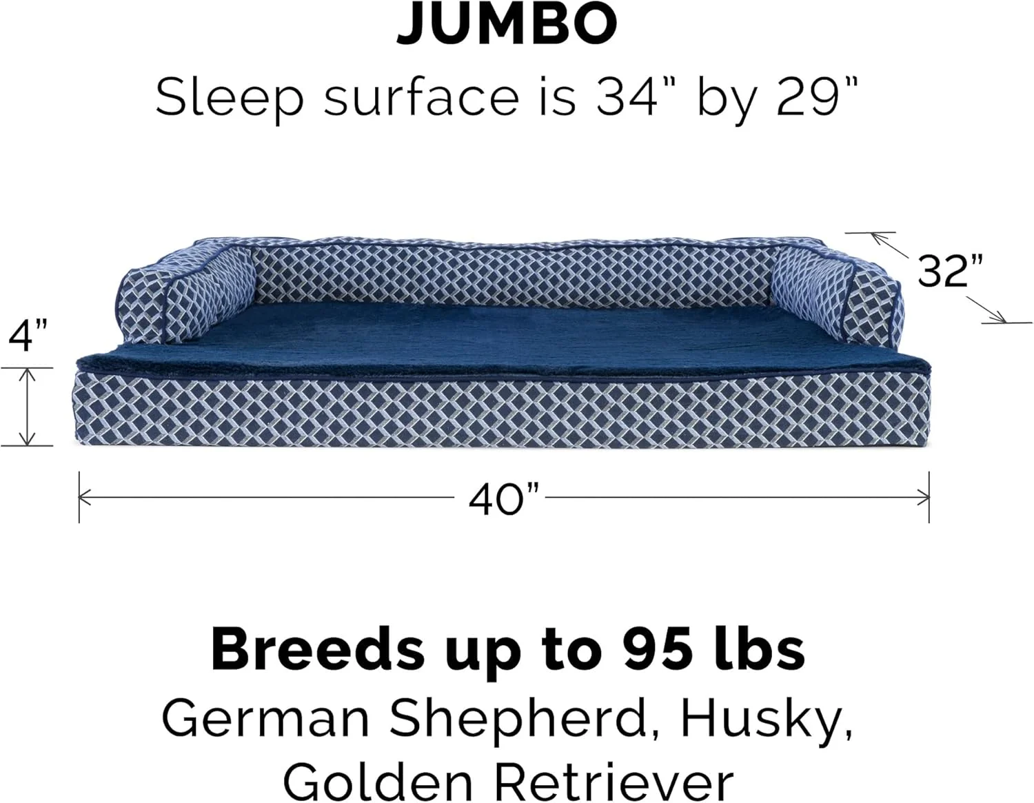 تخت خواب ژله ای خنک کننده سگ Furhaven برای سگ های بزرگ با تکیه گاه های قابل جابجایی و روکش قابل شستشو، برای سگ های تا وزن 43 کیلوگرم - مبل راحتی مخمل خواب دار و بافته شده - آبی الماسی، جامبو/XL تخت خواب ژله ای خنک کننده سگ Furhaven برای سگ های بزرگ با تکیه گاه های قابل جابجایی و روکش قابل شستشو، برای سگ های تا وزن 43 کیلوگرم - مبل راحتی مخمل خواب دار و بافته شده - آبی الماسی، جامبو/XL