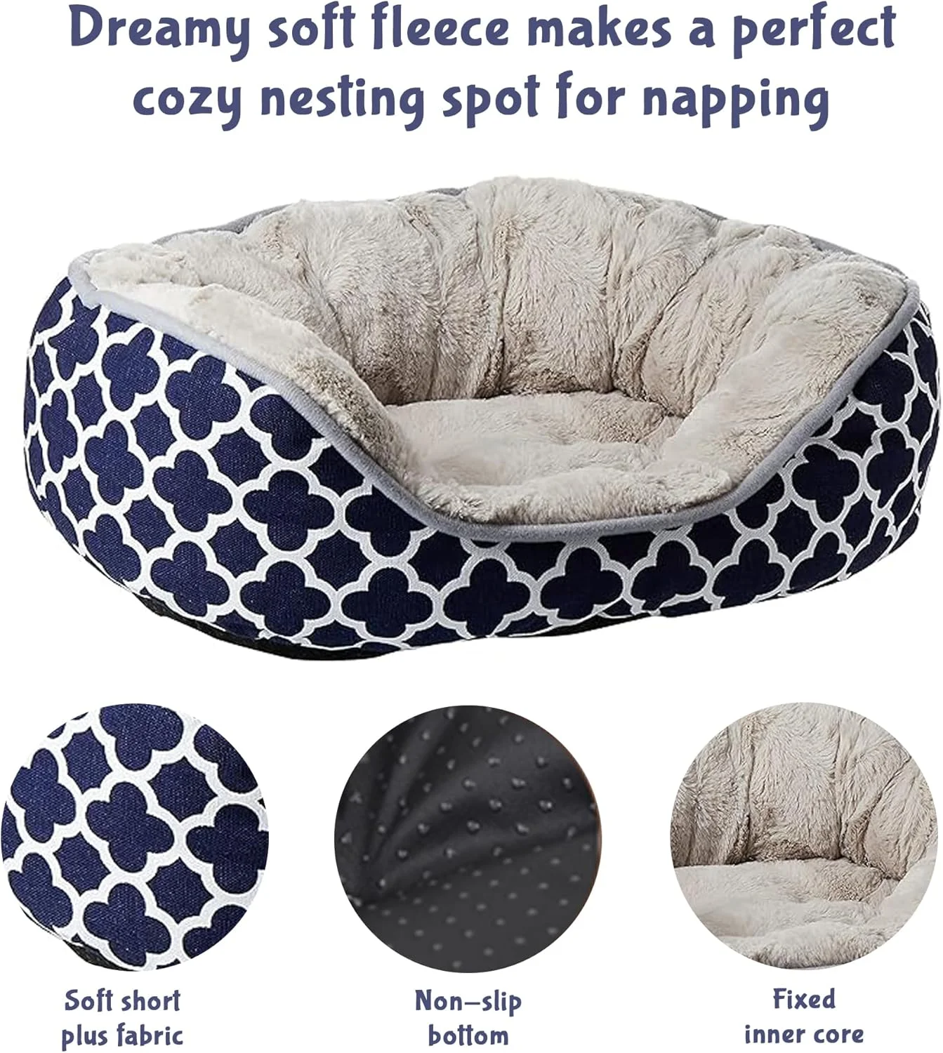 تخت خواب بیضی شکل آبی رنگ حیوانات خانگی Les Filous سایز متوسط تخت خواب بیضی شکل آبی رنگ حیوانات خانگی Les Filous سایز متوسط