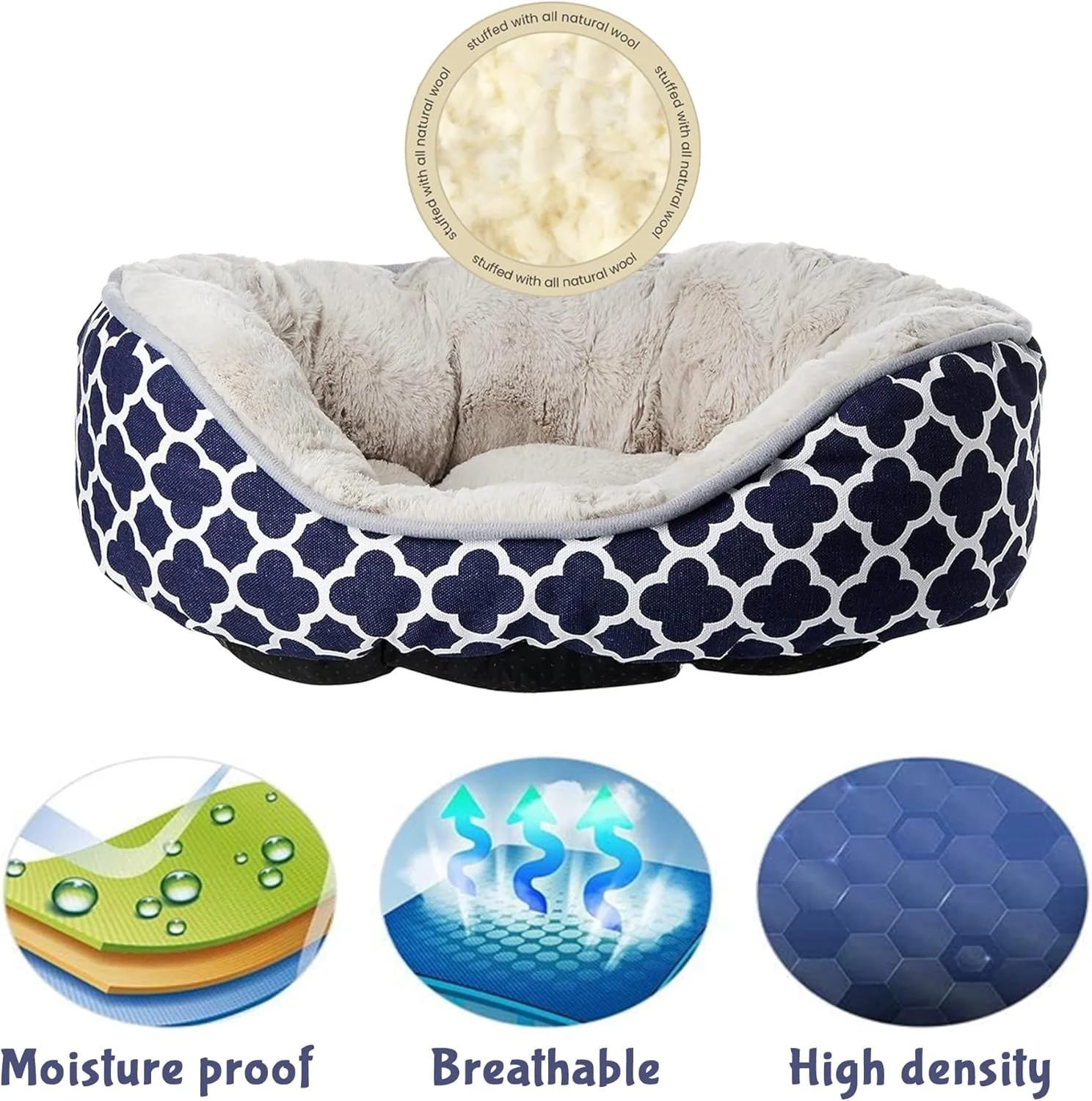 تخت خواب بیضی شکل آبی رنگ حیوانات خانگی Les Filous سایز متوسط تخت خواب بیضی شکل آبی رنگ حیوانات خانگی Les Filous سایز متوسط