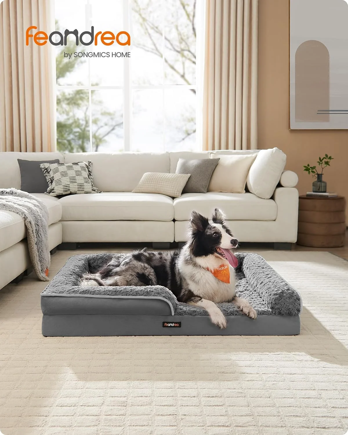 تخت خواب بزرگ سگ Feandrea، لانه حیوانات خانگی، ارتوپدی با فوم دنده دار، لبه های بالشتکی برجسته، روکش قابل جابجایی، موتیف مخملی صورتی، 106 x 81 x 18 سانتی متر، خاکستری تخته سنگ، PGW253G02 تخت خواب بزرگ سگ Feandrea، لانه حیوانات خانگی، ارتوپدی با فوم دنده دار، لبه های بالشتکی برجسته، روکش قابل جابجایی، موتیف مخملی صورتی، 106 x 81 x 18 سانتی متر، خاکستری تخته سنگ، PGW253G02
