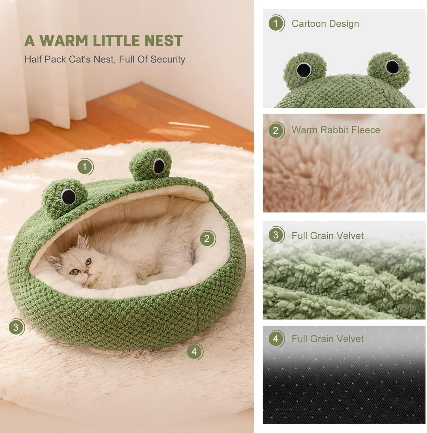 تخت خواب گربه برای داخل خانه، 50x50 سانتی متر، خانه گربه دنج با کف ضد لغزش، تخت غار گربه گرم و نرم و خانه تخت حیوانات خانگی، تخت حیوانات خانگی نیمه محصور برای همه گربه ها و سگ های کوچک تخت خواب گربه برای داخل خانه، 50x50 سانتی متر، خانه گربه دنج با کف ضد لغزش، تخت غار گربه گرم و نرم و خانه تخت حیوانات خانگی، تخت حیوانات خانگی نیمه محصور برای همه گربه ها و سگ های کوچک