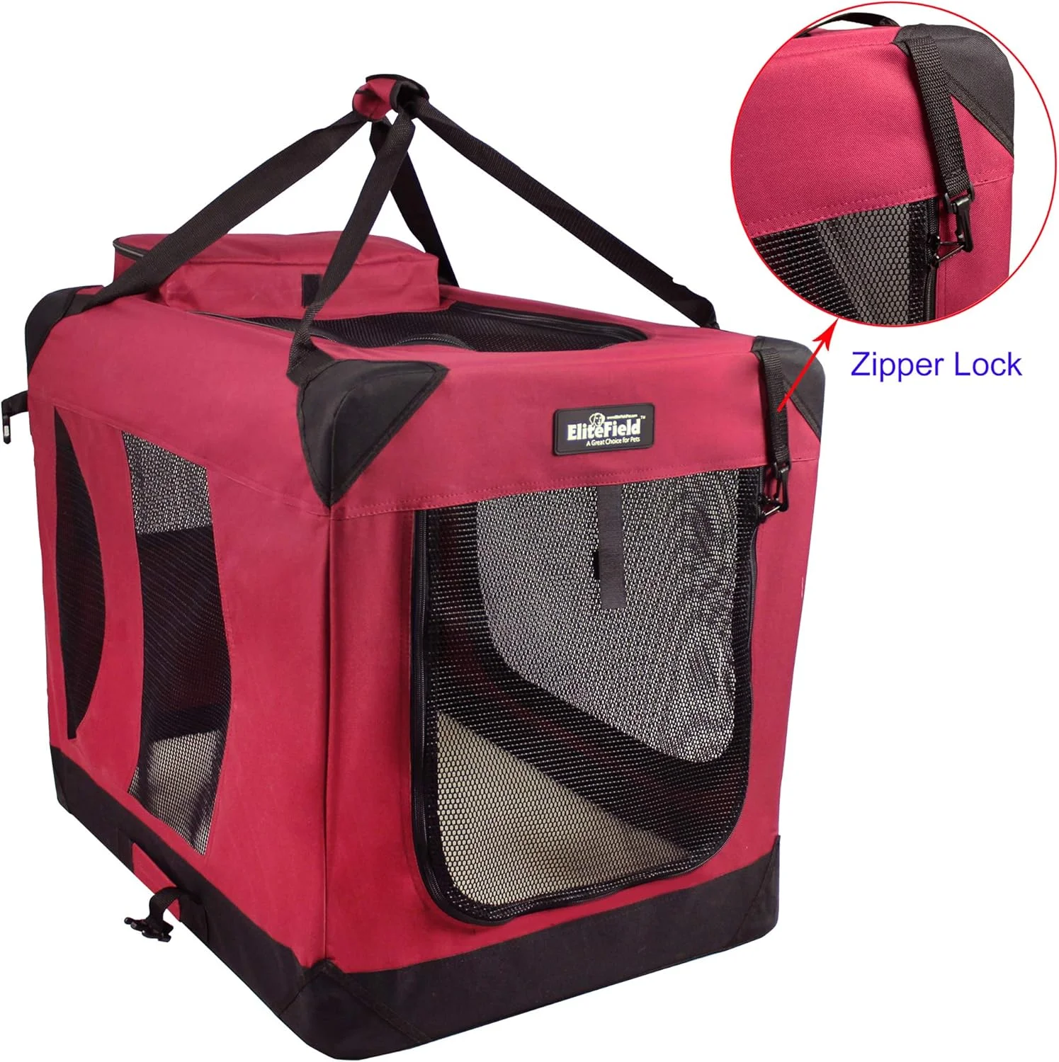 باکس حمل تاشو سگ الیت فیلد 3 درب به همراه کیف حمل و تخت پشمی، مناسب فضای داخلی و خارجی (106.68 سانتی متر طول x 71.12 سانتی متر عرض x 81.28 سانتی متر ارتفاع، مارون)  باکس حمل تاشو سگ الیت فیلد 3 درب به همراه کیف حمل و تخت پشمی، مناسب فضای داخلی و خارجی (106.68 سانتی متر طول x 71.12 سانتی متر عرض x 81.28 سانتی متر ارتفاع، مارون)