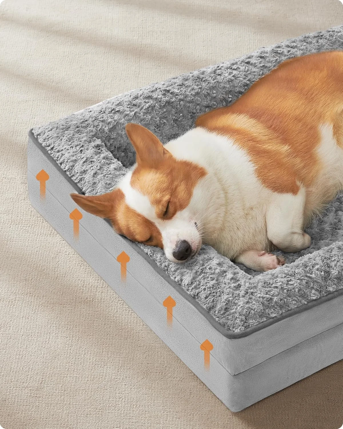 تخت حیوانات خانگی Feandrea PGW252G01، ارتوپدی با فوم موج دار، لبه های برجسته و بالشتک دار، روکش مخمل خواب دار با طرح صورتی، روکش قابل جابجایی، 91 x 68 x 16 سانتی متر، خاکستری مایل به قهوه ای تخت حیوانات خانگی Feandrea PGW252G01، ارتوپدی با فوم موج دار، لبه های برجسته و بالشتک دار، روکش مخمل خواب دار با طرح صورتی، روکش قابل جابجایی، 91 x 68 x 16 سانتی متر، خاکستری مایل به قهوه ای