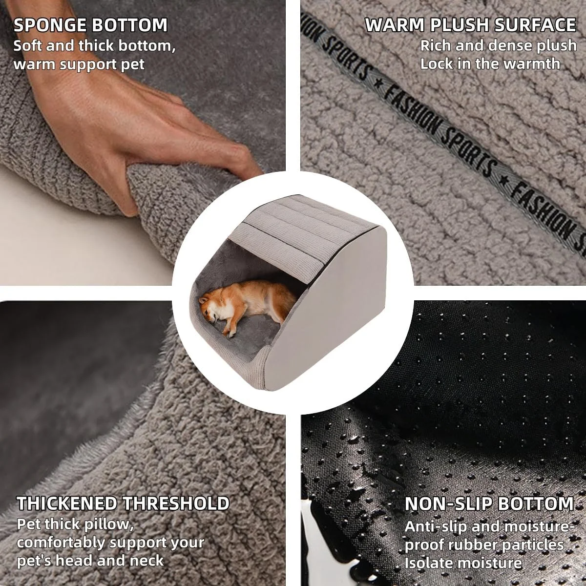 خانه تخت خواب سگ بسیار بزرگ، اسفنج حافظه دار 30D، خانه سگ دنج داخلی، بالش لانه سگ مخمل خواب دار با زیره ضد لغزش برای سگ های بزرگ متوسط (خاکستری، M) خانه تخت خواب سگ بسیار بزرگ، اسفنج حافظه دار 30D، خانه سگ دنج داخلی، بالش لانه سگ مخمل خواب دار با زیره ضد لغزش برای سگ های بزرگ متوسط (خاکستری، M)