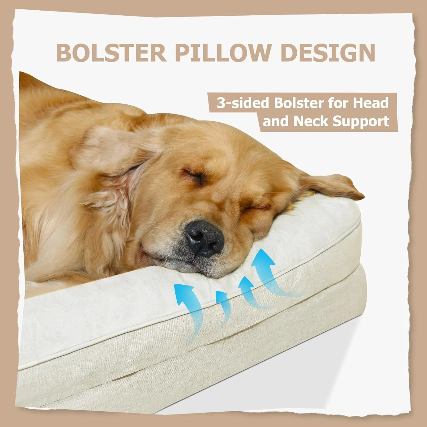 تخت خواب سگ XL با دیواره های کناری، تخت خواب مبلی حیوانات خانگی فوم ارتوپدی بژ، تخت خواب بزرگ سگ با روکش های قابل شستشو و زیره ضد لغزش، تخت خواب ضد آب برای سگ ها (XL، بژ)