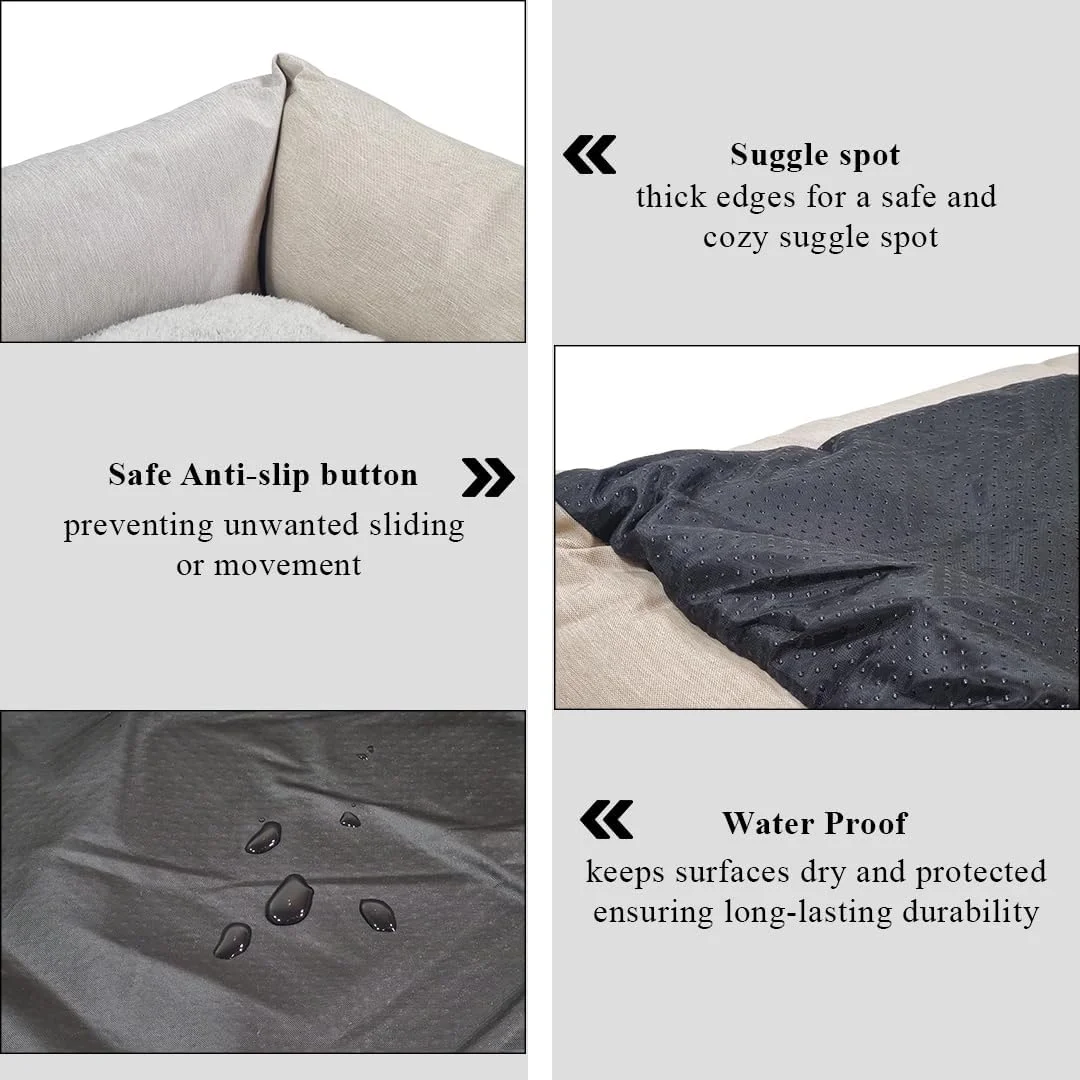 تخت خواب مبلی سگ برای سگ های متوسط و بزرگ - تخت خواب حیوانات خانگی نرم و مخملی با کوسن قابل شستشو، کناره های برجسته و پایه ضد لغزش - استراحتگاه دنج داخلی/خارجی سگ برای خواب و استراحت، 75 سانتی متر (بژ) تخت خواب مبلی سگ برای سگ های متوسط و بزرگ - تخت خواب حیوانات خانگی نرم و مخملی با کوسن قابل شستشو، کناره های برجسته و پایه ضد لغزش - استراحتگاه دنج داخلی/خارجی سگ برای خواب و استراحت، 75 سانتی متر (بژ)