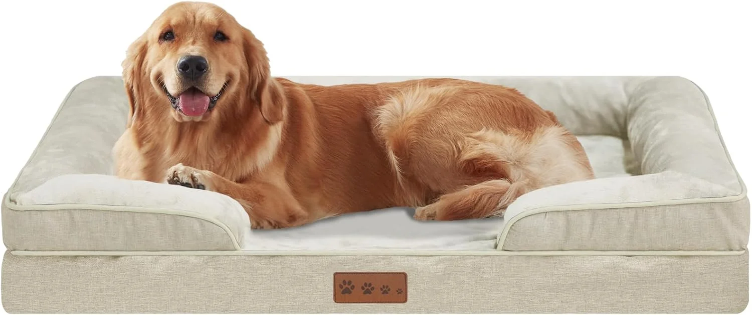 تخت سگ XL Dokdogs با دیواره های کناری، تخت خواب ارتوپدی سگ، مبل حیوانات خانگی بژ، تخت سگ بزرگ با روکش های قابل شستشو و کف ضد لغزش، تخت کاناپه ضد آب برای سگ ها (XL، بژ) تخت سگ XL Dokdogs با دیواره های کناری، تخت خواب ارتوپدی سگ، مبل حیوانات خانگی بژ، تخت سگ بزرگ با روکش های قابل شستشو و کف ضد لغزش، تخت کاناپه ضد آب برای سگ ها (XL، بژ)