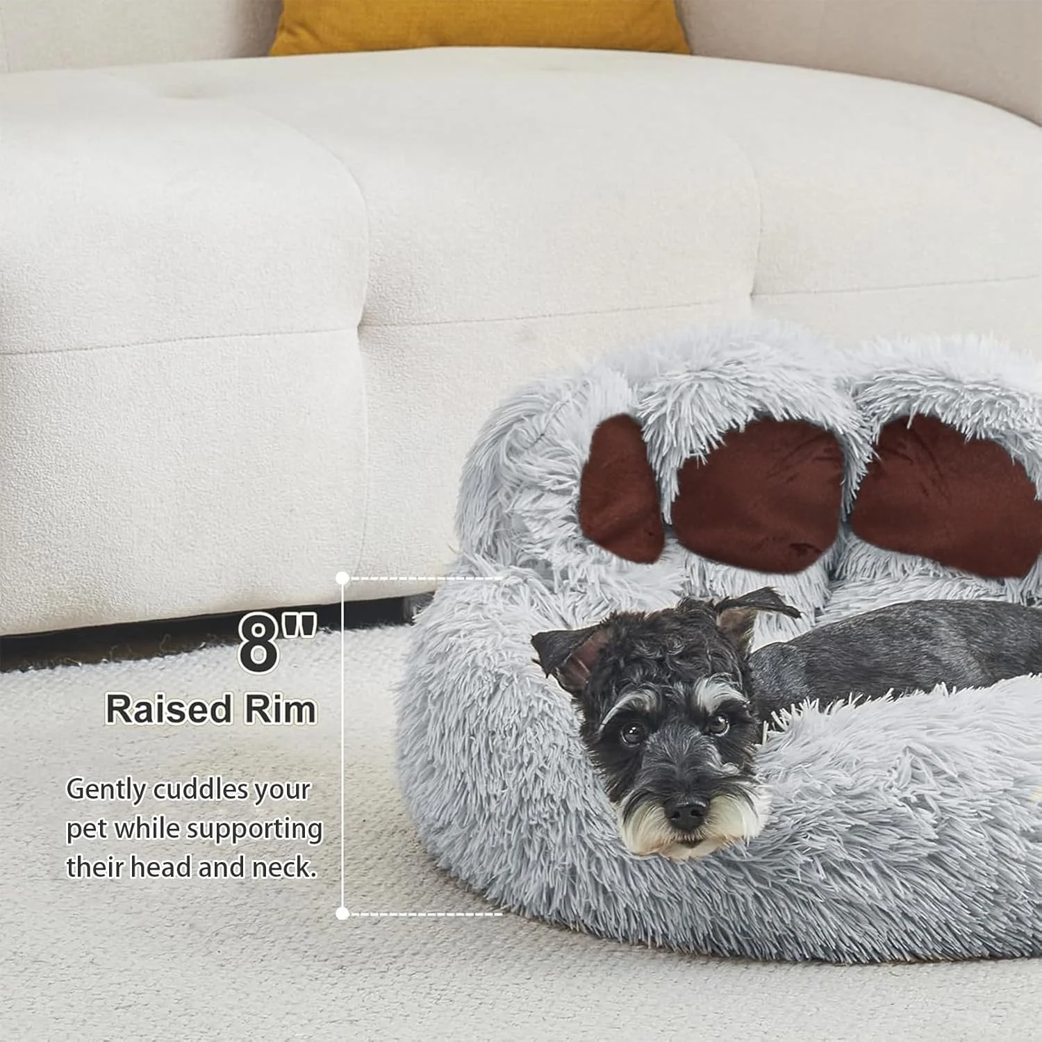 تخت خواب گرد پنجه خرسی DIMUT برای سگ های خانگی، مبل گربه، تخت گربه، تخت خواب آرامش بخش سگ برای سگ های کوچک، تخت دونات سگ گربه قابل شستشو، تخت حیوانات خانگی نرم برای توله سگ و بچه گربه با کف مقاوم در برابر لغزش (مشکی، کوچک)