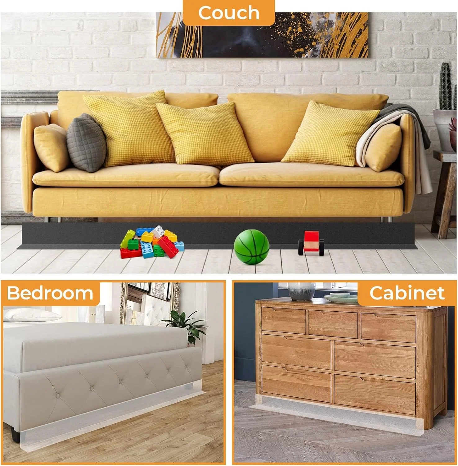 مسدود کننده زیر تخت و مبل قابل برش Excefore با طول 118 اینچ، مسدود کننده اسباب بازی برای حیوانات خانگی، جلوگیری از رفتن اشیاء به زیر مبل، تخت و سایر مبلمان - فقط برای سطوح سخت (مشکی) مسدود کننده زیر تخت و مبل قابل برش Excefore با طول 118 اینچ، مسدود کننده اسباب بازی برای حیوانات خانگی، جلوگیری از رفتن اشیاء به زیر مبل، تخت و سایر مبلمان - فقط برای سطوح سخت (مشکی)