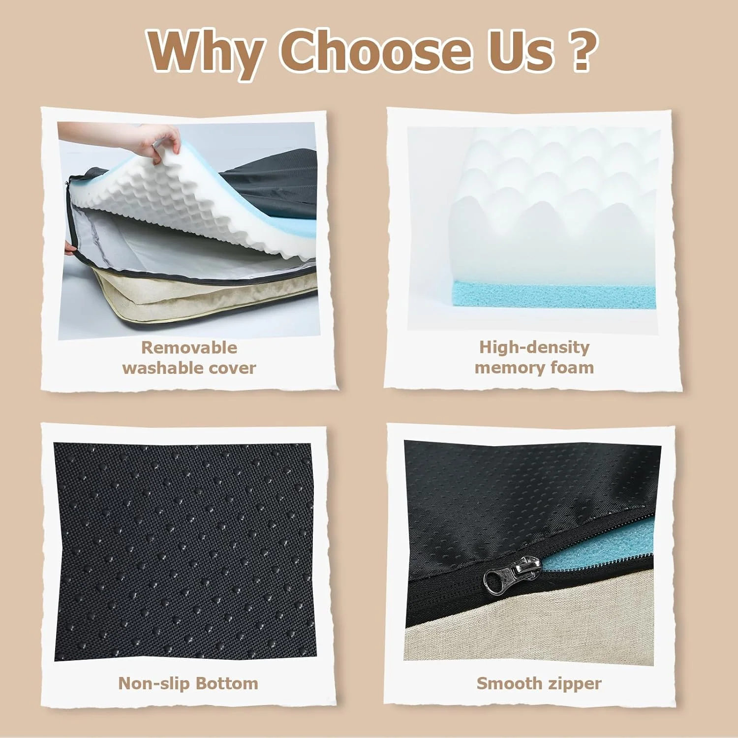 تخت سگ XL Dokdogs با دیواره های کناری، تخت خواب ارتوپدی سگ، مبل حیوانات خانگی بژ، تخت سگ بزرگ با روکش های قابل شستشو و کف ضد لغزش، تخت کاناپه ضد آب برای سگ ها (XL، بژ)