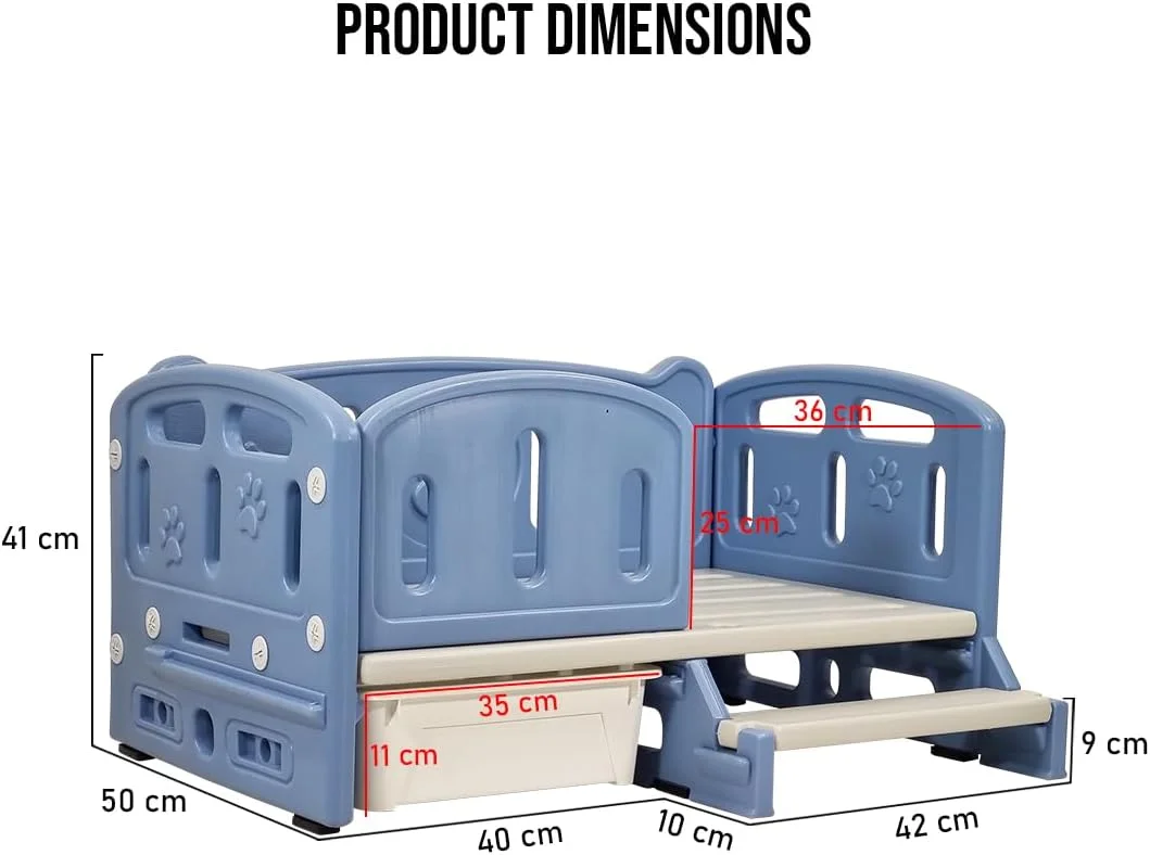 تخت سگ با نردبان برای سگ های متوسط و بزرگ - تخت حیوانات خانگی مرتفع 82 سانتی متری با کشوی ذخیره سازی داخلی، پایه ضد آب و ضد لغزش - مبل سگ پلاستیکی بادوام داخلی/خارجی، تمیز کردن آسان (آبی) تخت سگ با نردبان برای سگ های متوسط و بزرگ - تخت حیوانات خانگی مرتفع 82 سانتی متری با کشوی ذخیره سازی داخلی، پایه ضد آب و ضد لغزش - مبل سگ پلاستیکی بادوام داخلی/خارجی، تمیز کردن آسان (آبی)