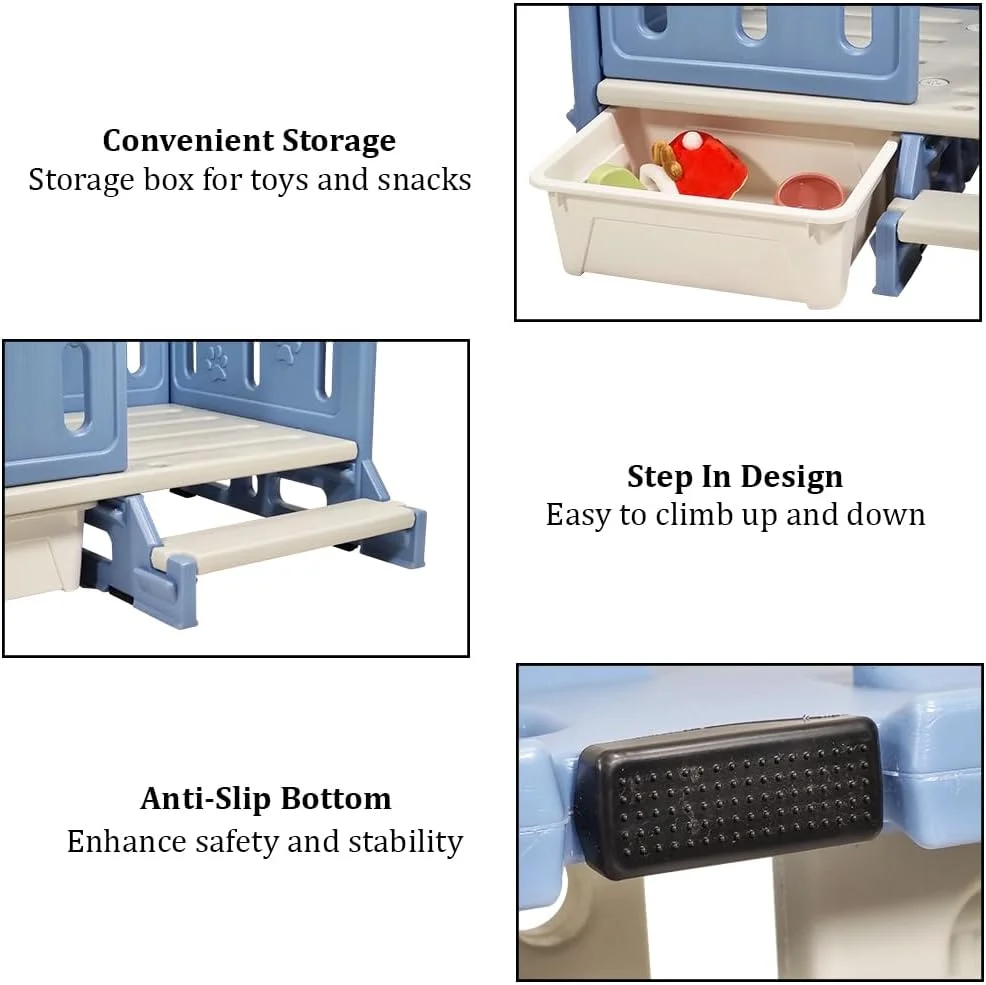 تخت سگ با نردبان برای سگ های متوسط و بزرگ - تخت حیوانات خانگی مرتفع 82 سانتی متری با کشوی ذخیره سازی داخلی، پایه ضد آب و ضد لغزش - مبل سگ پلاستیکی بادوام داخلی/خارجی، تمیز کردن آسان (آبی) تخت سگ با نردبان برای سگ های متوسط و بزرگ - تخت حیوانات خانگی مرتفع 82 سانتی متری با کشوی ذخیره سازی داخلی، پایه ضد آب و ضد لغزش - مبل سگ پلاستیکی بادوام داخلی/خارجی، تمیز کردن آسان (آبی)