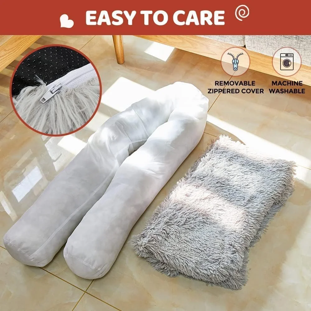 تخت خواب آرامش بخش سگ، محافظ مبل حیوانات خانگی با تکیه گاه نرم گردن، تشک مبل سگ مخمل خواب دار برای محافظت از مبلمان با روکش قابل جابجایی و شستشو تخت خواب آرامش بخش سگ، محافظ مبل حیوانات خانگی با تکیه گاه نرم گردن، تشک مبل سگ مخمل خواب دار برای محافظت از مبلمان با روکش قابل جابجایی و شستشو