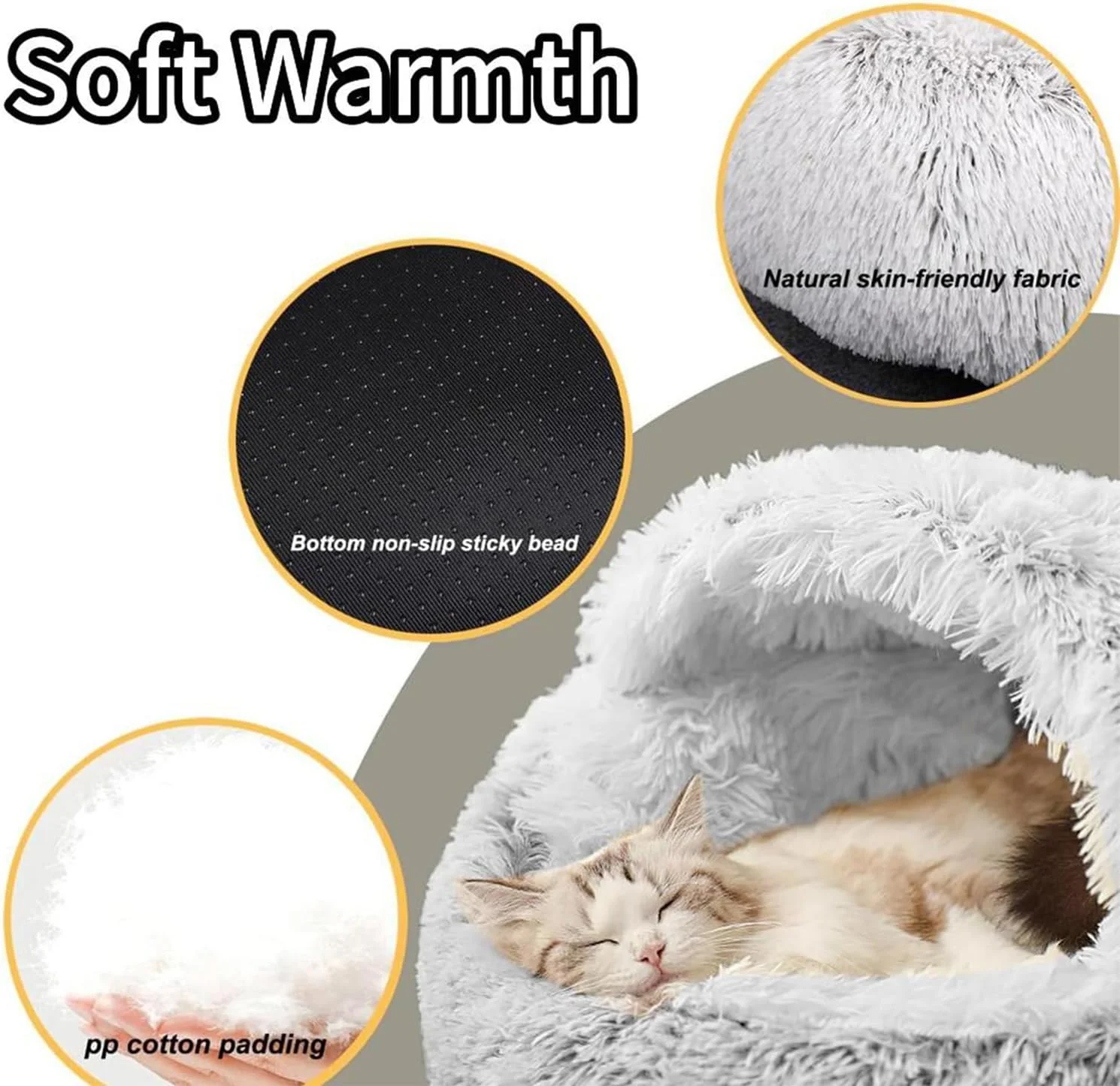 تخت خواب آرامش بخش گربه با پولیش خود گرم شونده، غار دنج گربه کلاه دار گرد برای گربه های داخل خانه و سگ های کوچک، کل تخت قابل شستشو در ماشین لباسشویی، پایه ضد لغزش و تنفس پذیر - مناسب تمام فصول (خاکستری، L) تخت خواب آرامش بخش گربه با پولیش خود گرم شونده، غار دنج گربه کلاه دار گرد برای گربه های داخل خانه و سگ های کوچک، کل تخت قابل شستشو در ماشین لباسشویی، پایه ضد لغزش و تنفس پذیر - مناسب تمام فصول (خاکستری، L)