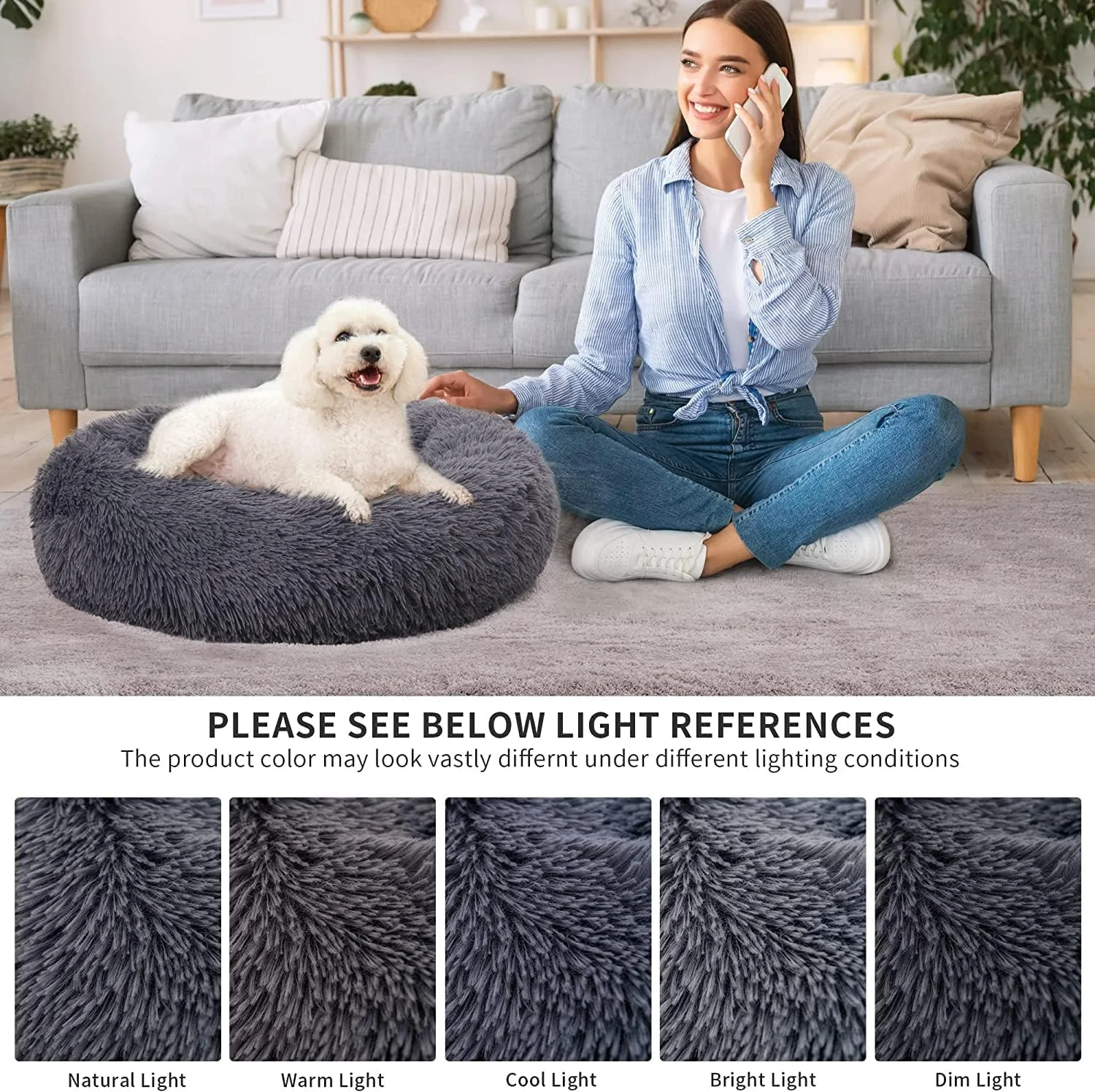 تخت خواب بالشتی سگ و گربه مخملی BOBBYQ، خانه حیوانات خانگی مخملی، خانه گرم زمستانی، تخت نوازش سگ دوناتی ضد اضطراب، تخت حیوانات خانگی نرم گرم و راحت، با زیره ضد لغزش 60CM/80CM (خاکستری تیره) (60cm) تخت خواب بالشتی سگ و گربه مخملی BOBBYQ، خانه حیوانات خانگی مخملی، خانه گرم زمستانی، تخت نوازش سگ دوناتی ضد اضطراب، تخت حیوانات خانگی نرم گرم و راحت، با زیره ضد لغزش 60CM/80CM (خاکستری تیره) (60cm)