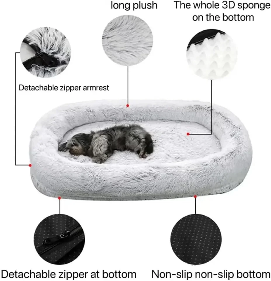 تخت خواب بزرگ سگ انسان DEONG مناسب برای شما و حیوانات خانگی، سایز آرامش بخش برای خانواده های حیوانات خانگی با جیب ذخیره سازی، ضد آب و قابل شستشو با خز مصنوعی ارتوپدی (6XL) تخت خواب بزرگ سگ انسان DEONG مناسب برای شما و حیوانات خانگی، سایز آرامش بخش برای خانواده های حیوانات خانگی با جیب ذخیره سازی، ضد آب و قابل شستشو با خز مصنوعی ارتوپدی (6XL)