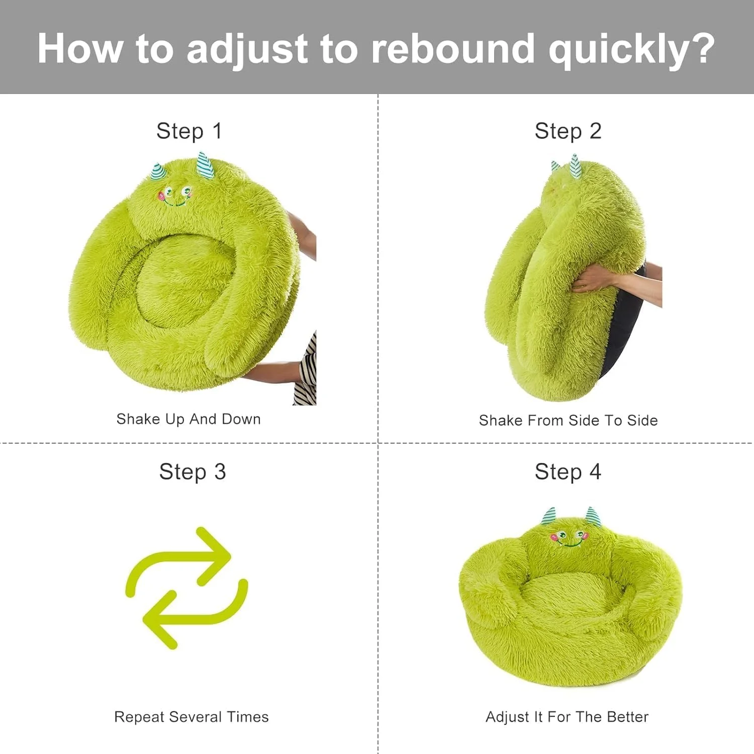 تخت خواب آرامش بخش سگ و گربه، تخت خواب دوناتی با لبه بلند برای داخل خانه، تخت خواب مخملی راحت و بغلی سگ، سایز L (سبز، M(60 * 60 * 16cm)) مناسب برای سگ ها و گربه های متوسط، تخت خواب نرم کارتونی زیبا، سبز.