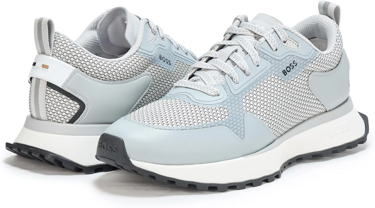 کفش مردانه اسنیکر BOSS با لوگوی بزرگ، ترکیبی از مش و بند دار کفش مردانه اسنیکر BOSS با لوگوی بزرگ، ترکیبی از مش و بند دار