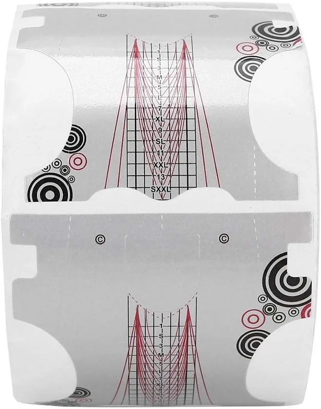 500 عدد استیکر فرم ناخن نقره ای خاکستری پونگناس، راهنمای اکستنشن، نوک های خود چسب، با طراحی ضخیم و سخت شده، برای مراقبت از ناخن های آکریلیک و ژل UV، مناسب برای زنان و دختران، سالن های خانگی ناخن