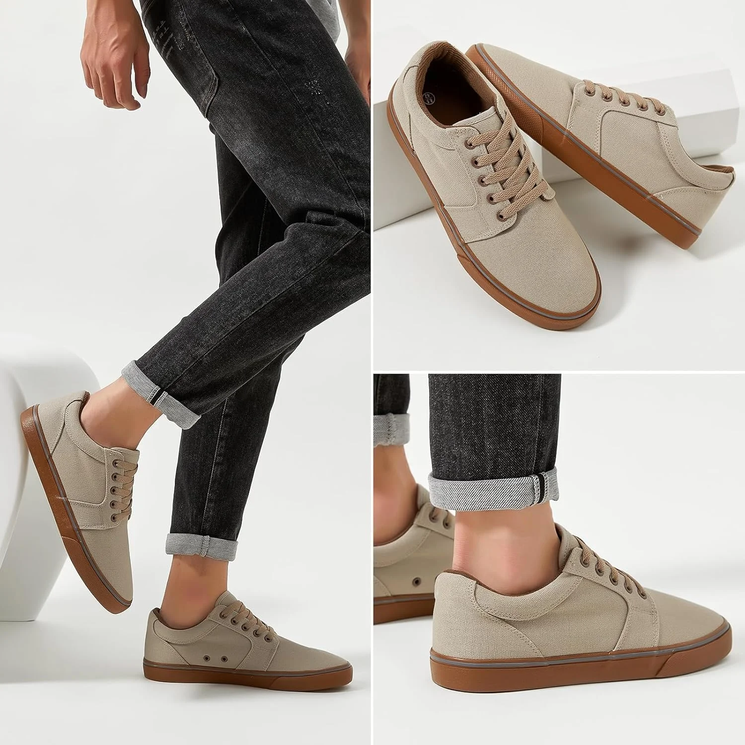 کفش های روزمره مردانه BENPAO، کتانی های مشکی یکدست، کفش های پارچه ای بند دار ساق کوتاه کفش های روزمره مردانه BENPAO، کتانی های مشکی یکدست، کفش های پارچه ای بند دار ساق کوتاه