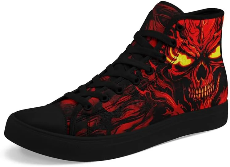 کفشهای کتانی ساق بلند طرح اسکلت مد روز، کفشهای بند دار کلاسیک، کفشهای پیادهروی تنیس هیپ هاپ خنک و غیررسمی برای مردان و زنان کفشهای کتانی ساق بلند طرح اسکلت مد روز، کفشهای بند دار کلاسیک، کفشهای پیادهروی تنیس هیپ هاپ خنک و غیررسمی برای مردان و زنان